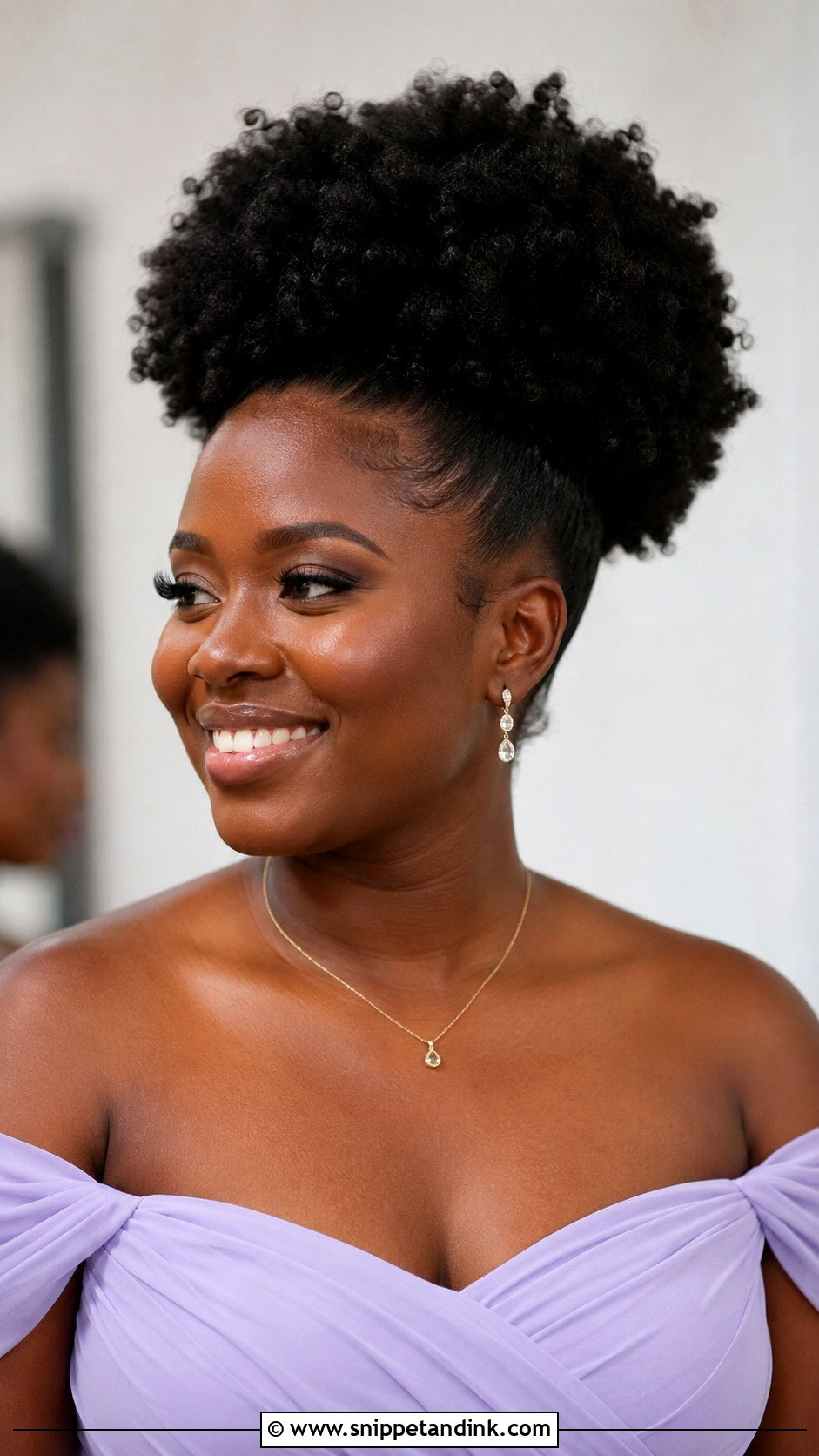 Bridesmaid Afro Puff For Black Women - Snippet and Ink - 25 Bridesmaid Hair Black Women Ideas