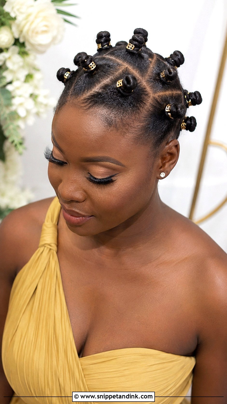 Bridesmaid Bantu Knot Updo - Snippet and Ink - 20 Bridesmaid Hairstyles for Black Women