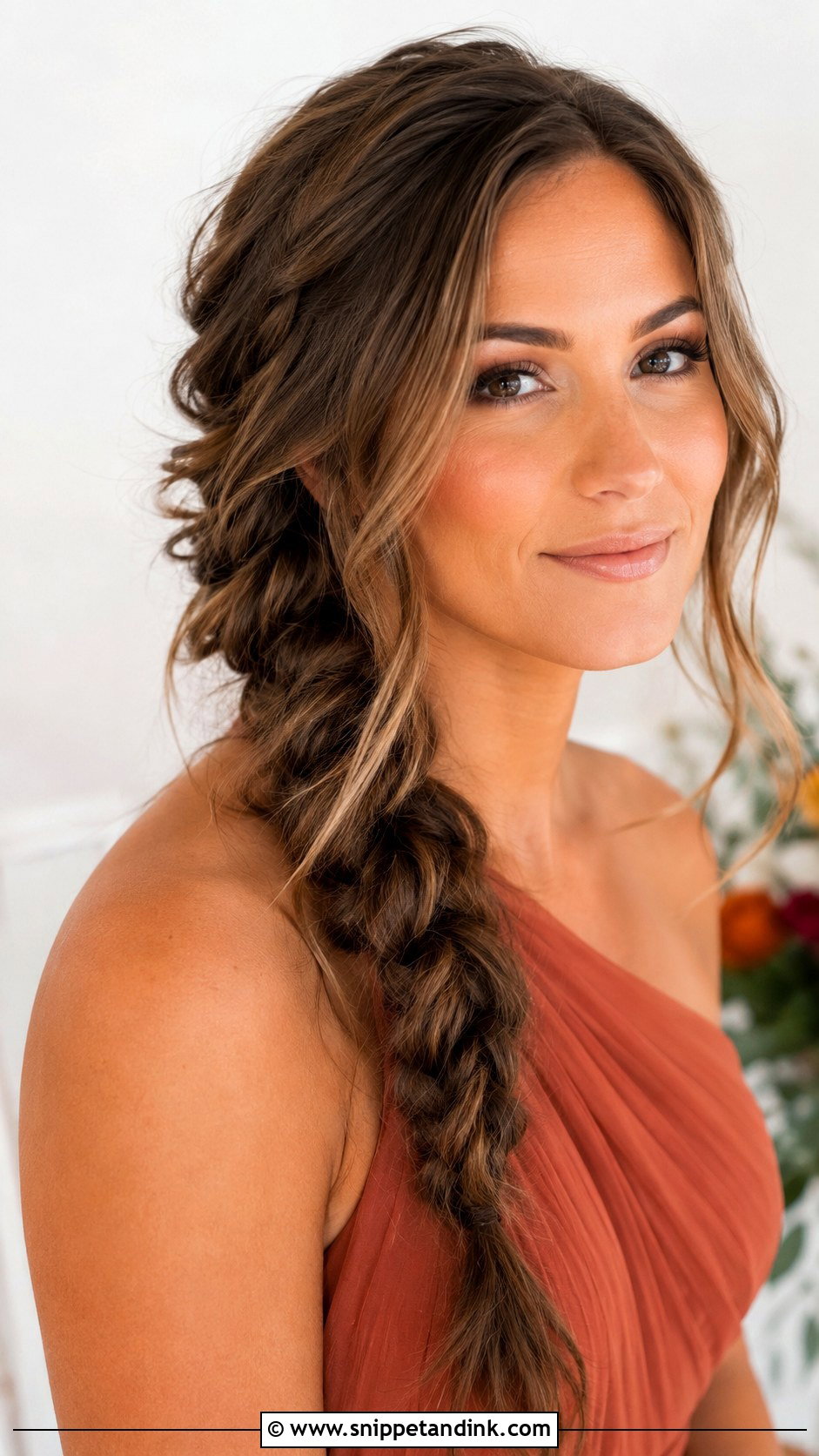 Bridesmaid Boho Braid And Warm Makeup - Snippet and Ink - 30 Bridesmaid Hair Makeup Ideas