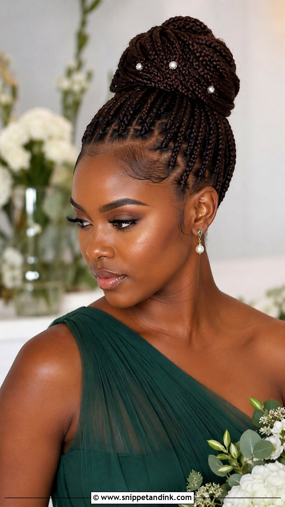 Bridesmaid Box Braids Updo - Snippet and Ink - 25 Bridal Party Hair Ideas