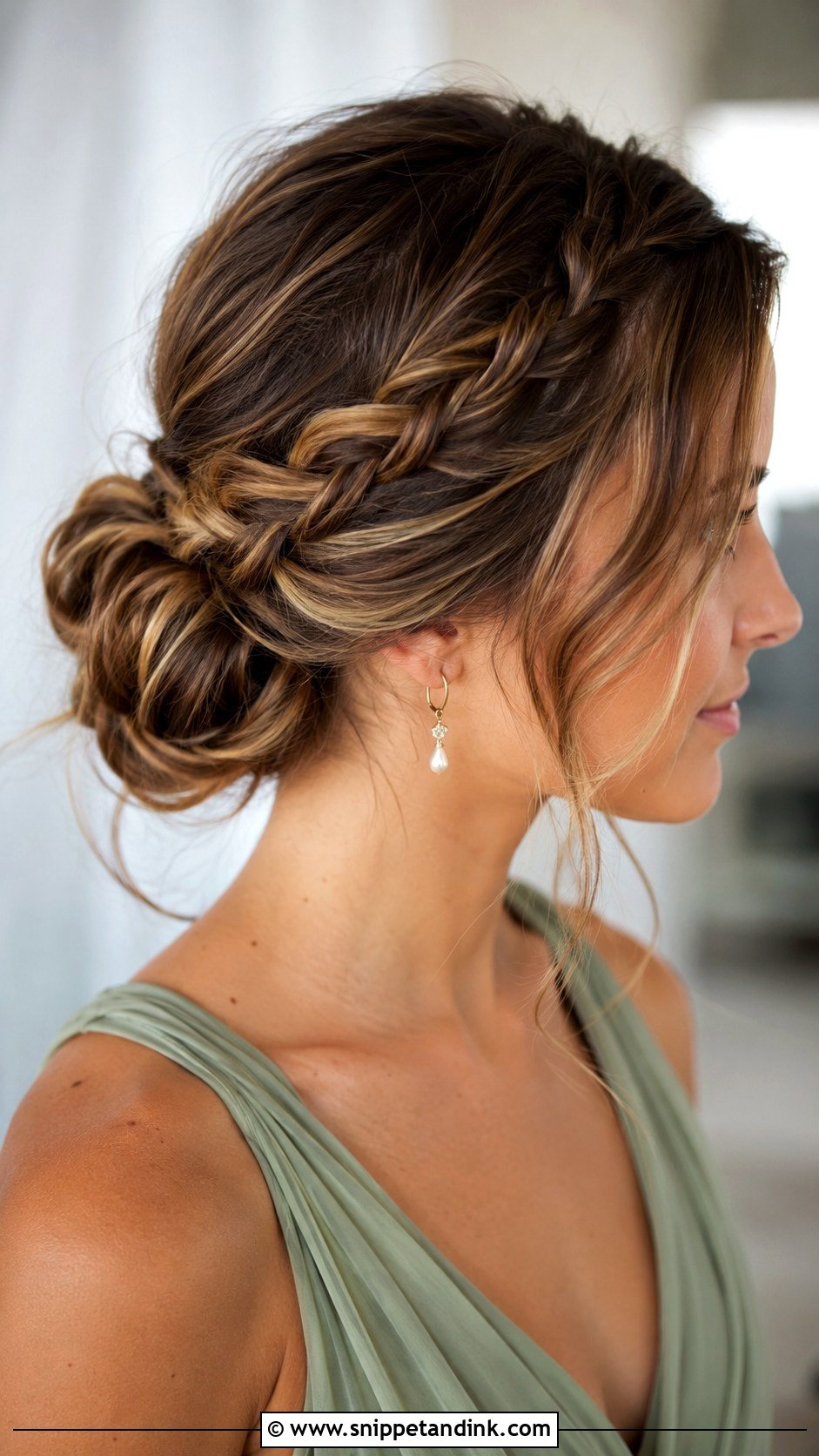 Bridesmaid Braided Bun - Snippet and Ink - 25 Bridesmaid Hair Up Ideas