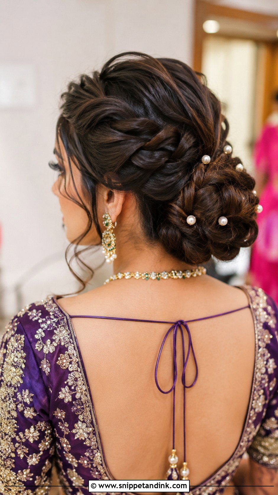 Bridesmaid Braided Bun For Indian Wedding - Snippet and Ink - 20 Bridesmaid Hairstyles Indian Wedding
