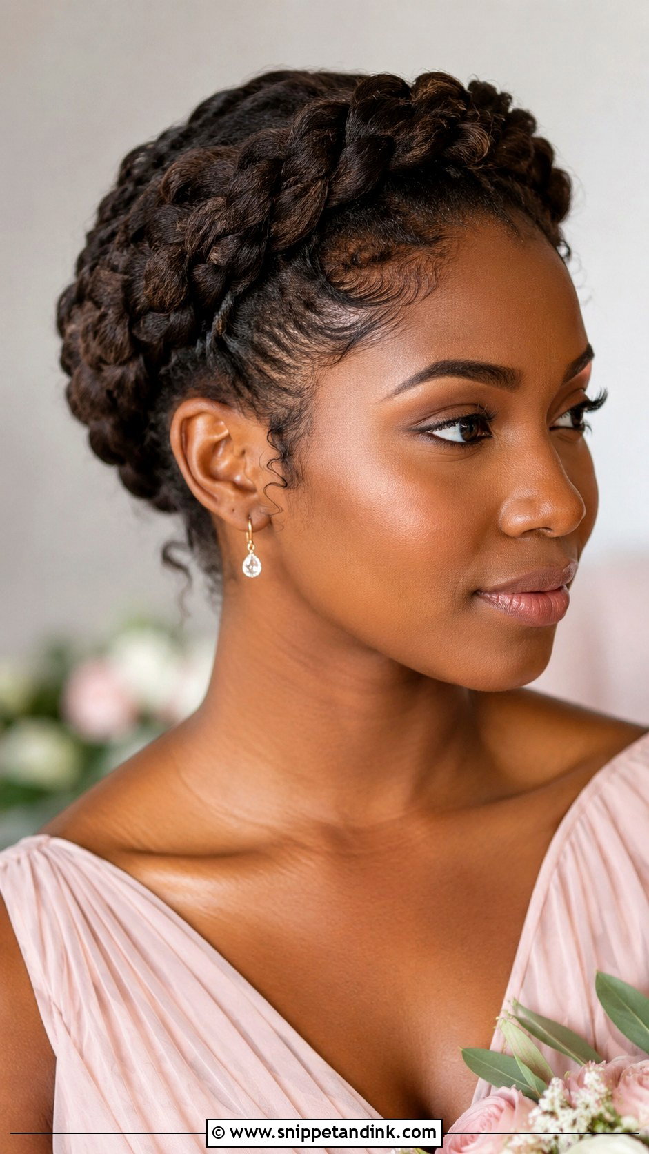 Bridesmaid Braided Crown For Black Women - Snippet and Ink - 25 Bridesmaid Hair Black Women Ideas
