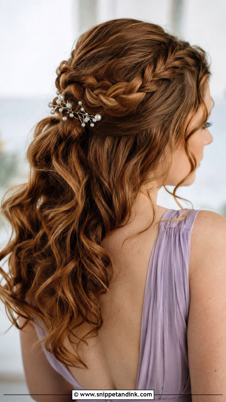 Bridesmaid Braided Half Up Long Hair - Snippet and Ink - 25 Brides Maids Hairstyle Long Hair Ideas