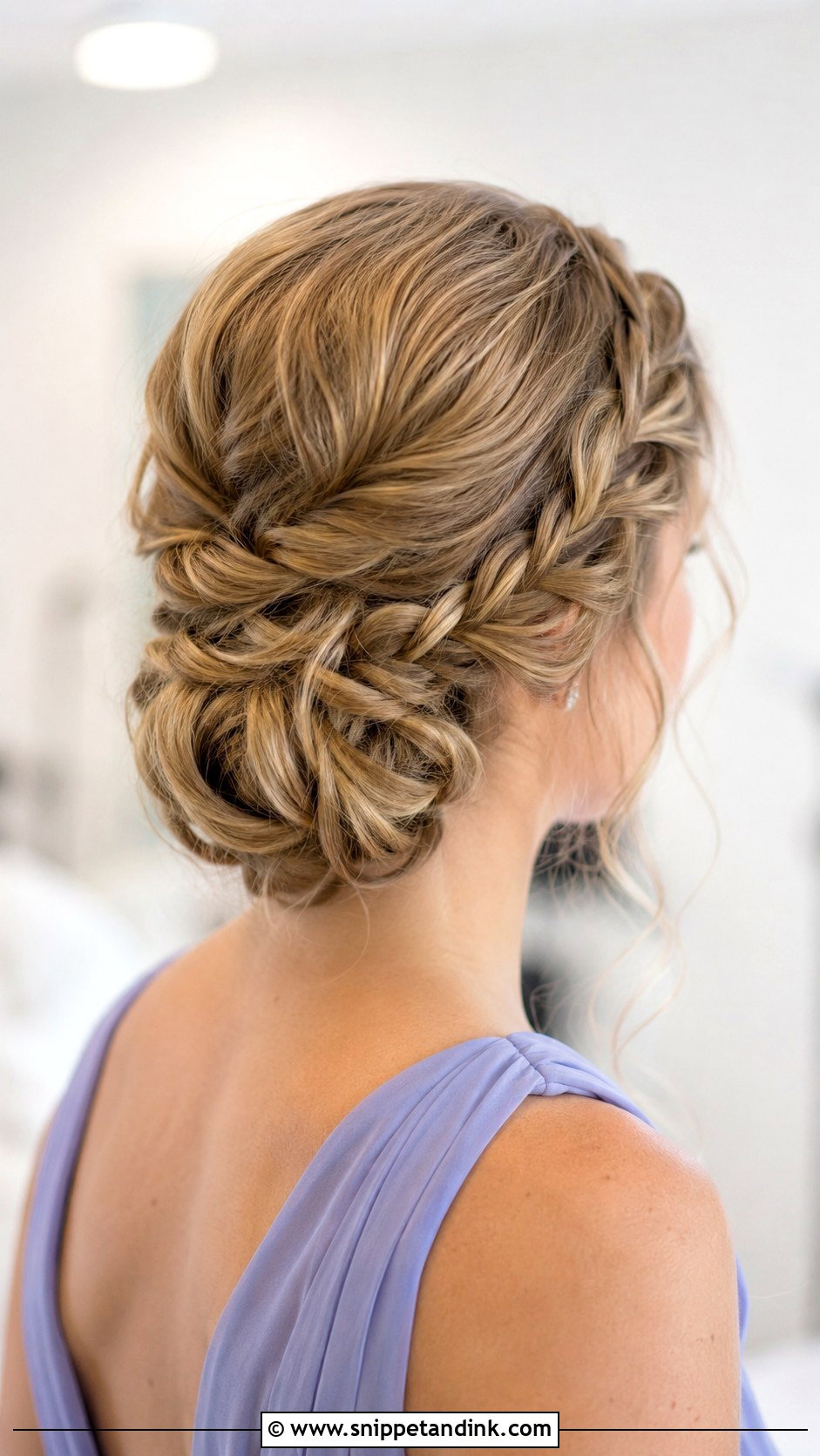 Bridesmaid Braided Low Bun - Snippet and Ink - 25 Bridesmaid Hairstyles Medium Length Updo