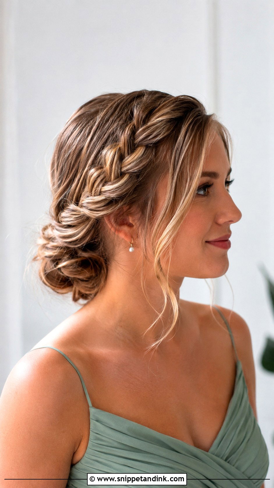 Bridesmaid Braided Updo For Medium Hair - Snippet and Ink - 25 Bridesmaid Hair Braid Ideas