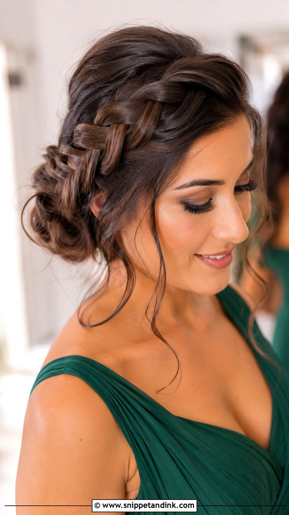 Bridesmaid Braided Updo For Round Face - Snippet and Ink - 20 Bridesmaid Hair Round Face Ideas