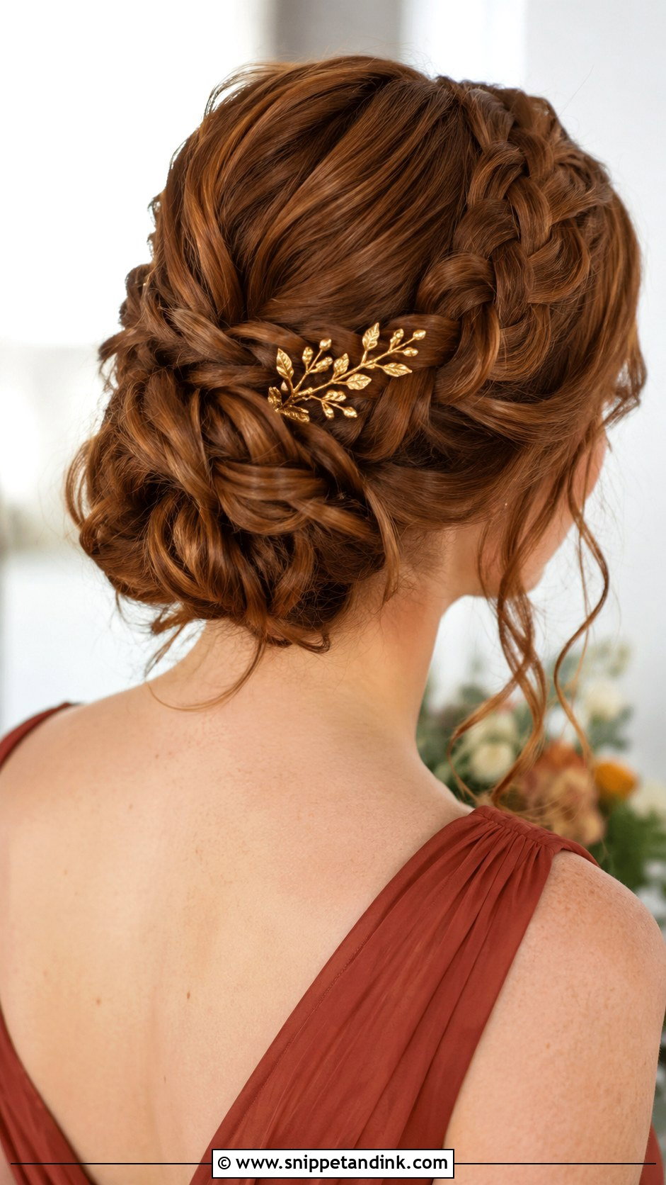 Bridesmaid Braided Updo With Gold Comb - Snippet and Ink - 20 Bridesmaid Hair Accessories Ideas