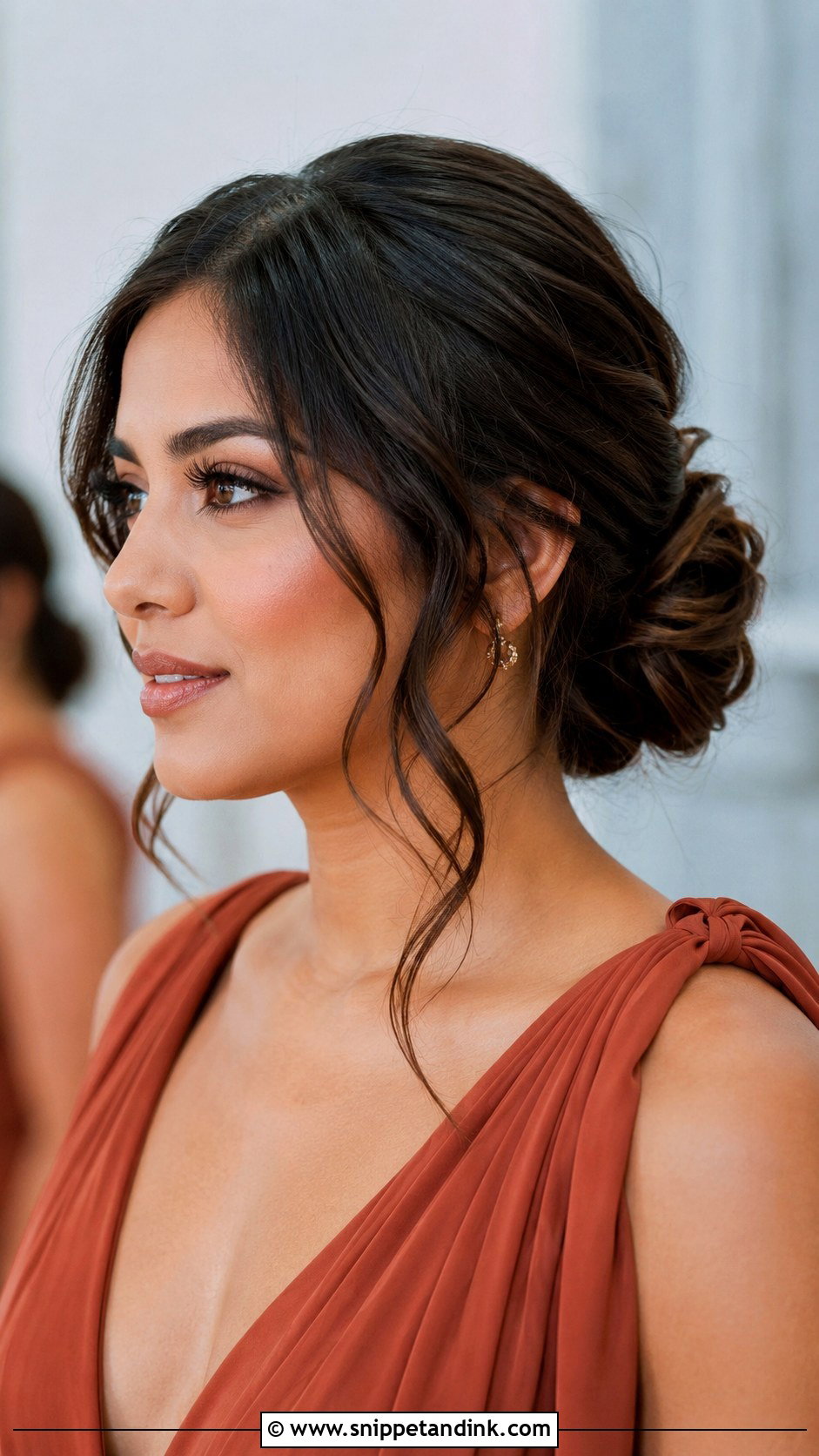 Bridesmaid Bun With Face Framing Pieces - Snippet and Ink - 20 Hairstyles for Wedding Bridesmaid