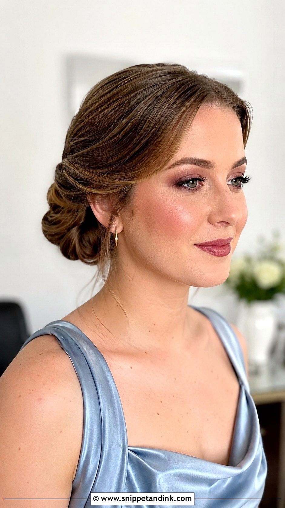 Bridesmaid Chignon And Mauve Makeup - Snippet and Ink - 30 Bridesmaid Hair Makeup Ideas