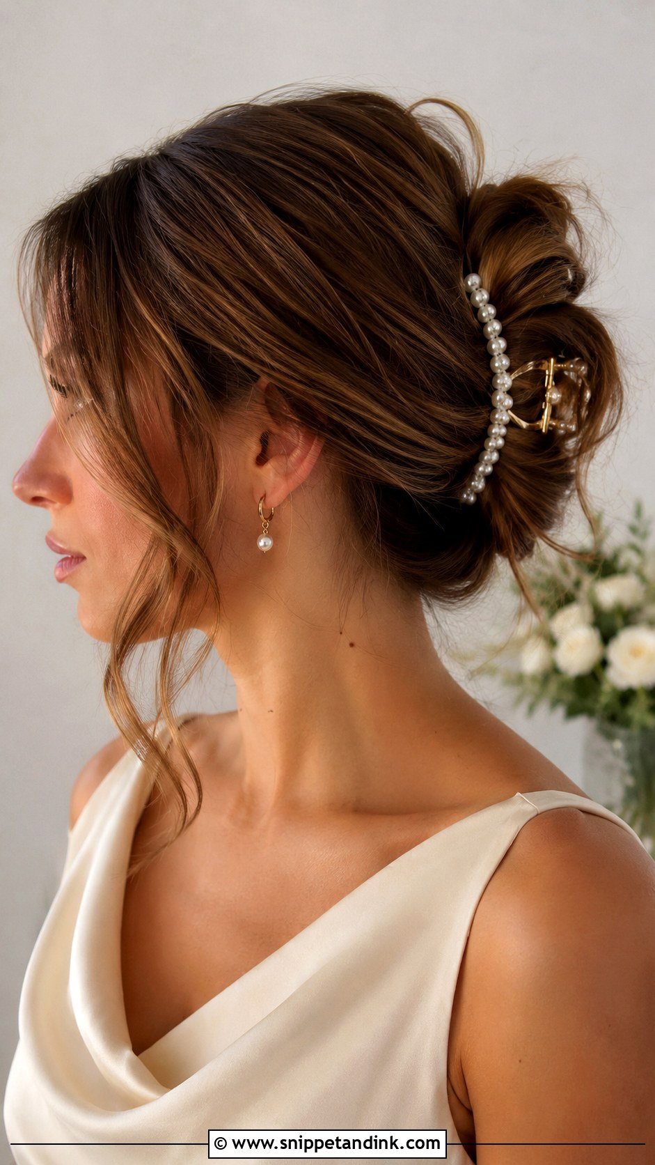 Bridesmaid Claw Clip Updo Medium Hair - Snippet and Ink - 20 Bridesmaid Hair for Medium Length Ideas