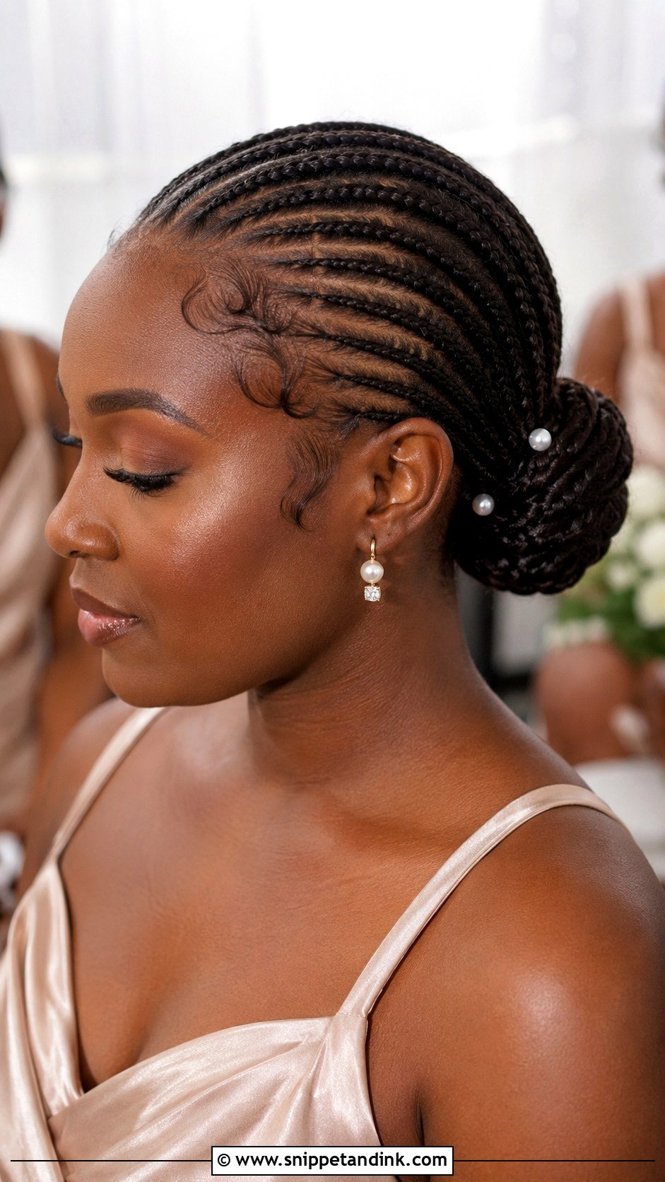 Bridesmaid Cornrow Bun - Snippet and Ink - 25 Bridesmaid Hair Braid Ideas