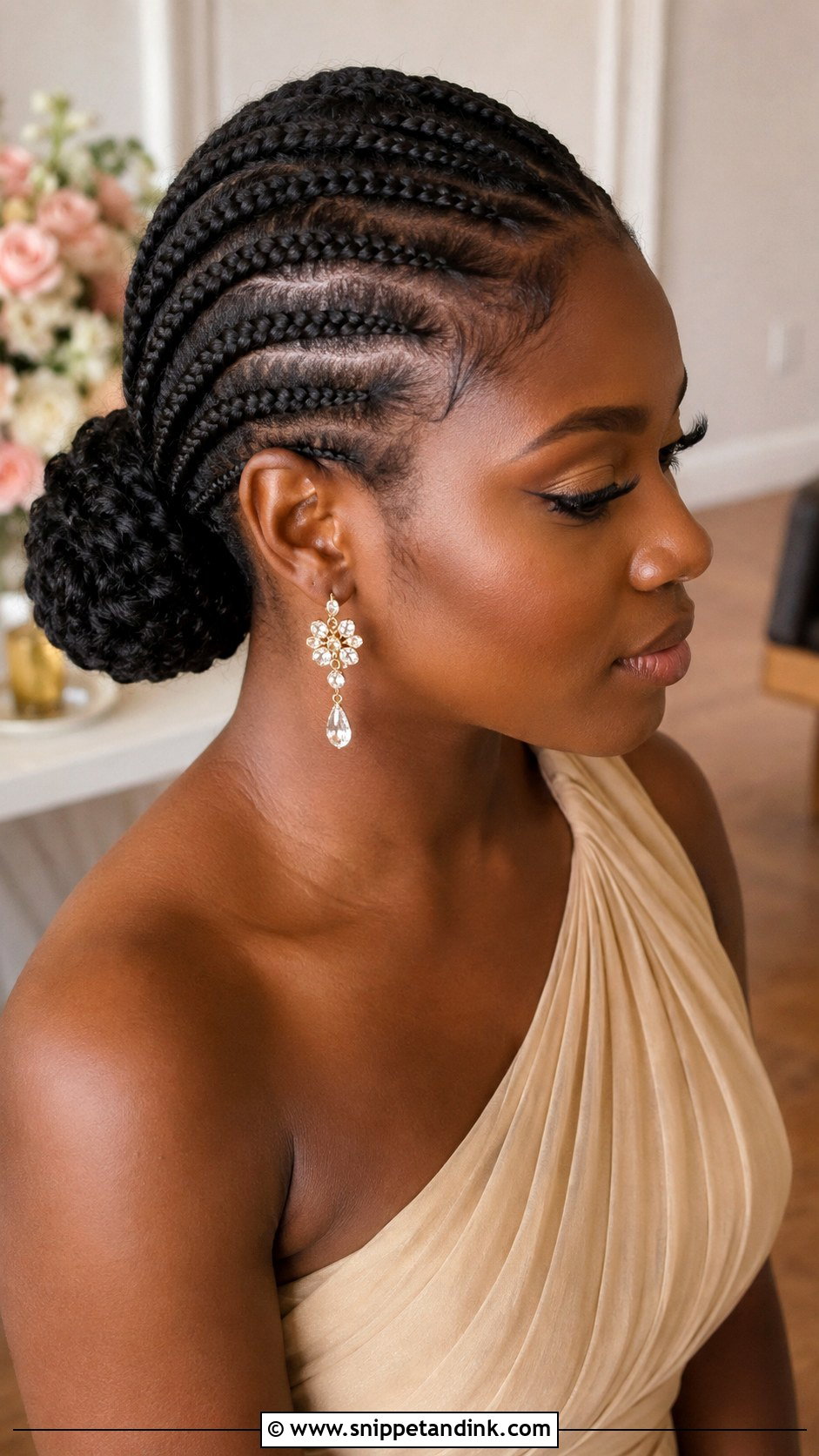 Bridesmaid Cornrow Bun - Snippet and Ink - 20 Bridesmaid Braided Hairstyles