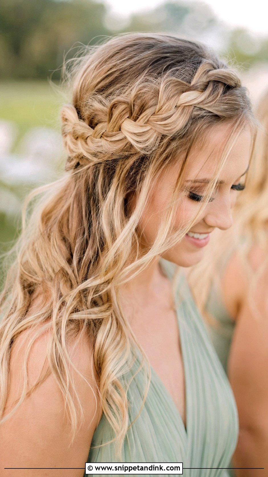 Bridesmaid Crown Braid - Snippet and Ink - 20 Wedding Bridesmaid Hairdo Ideas