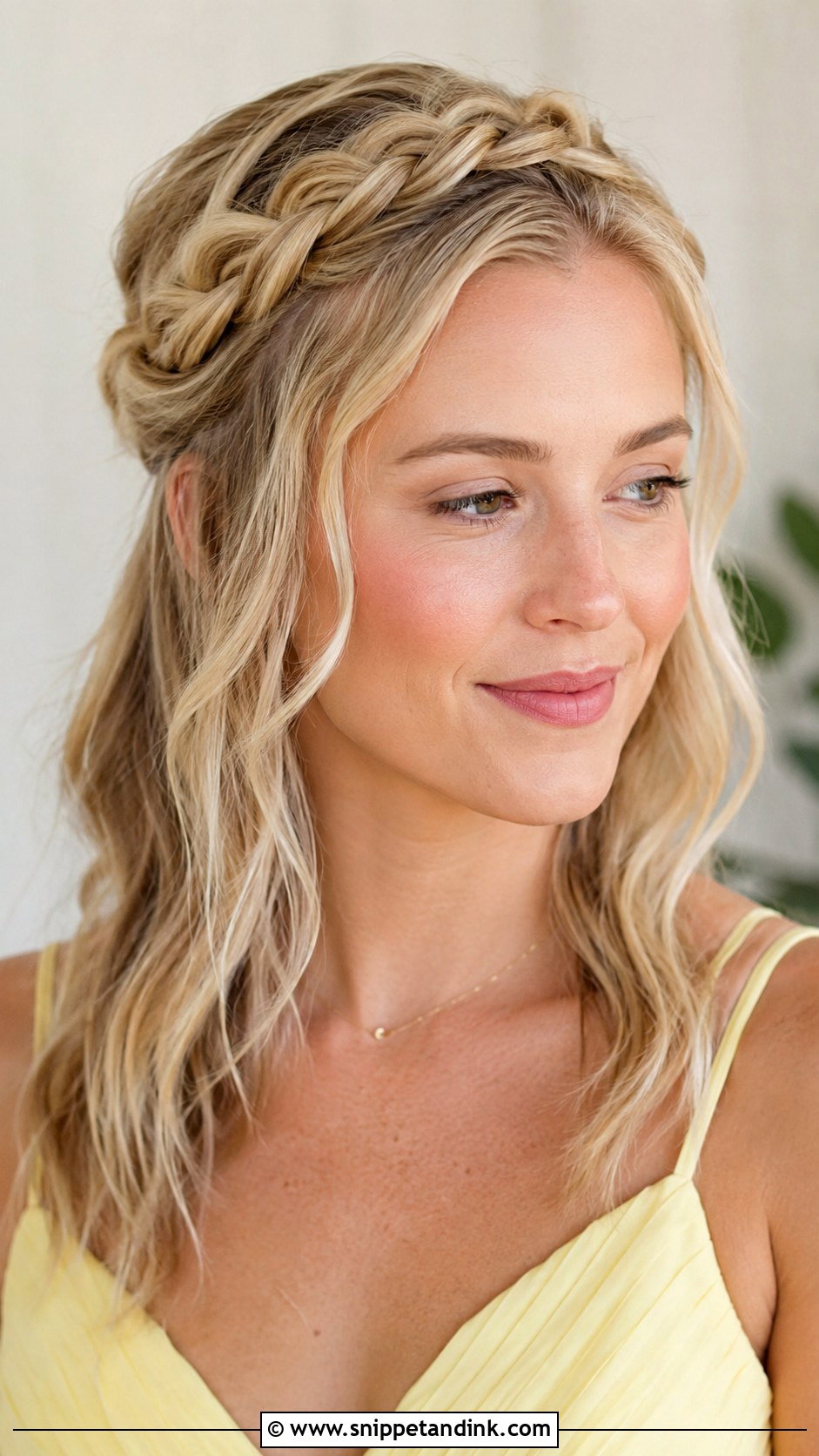 Bridesmaid Crown Braid And Barely There Makeup - Snippet and Ink - 30 Bridesmaid Hair Makeup Ideas