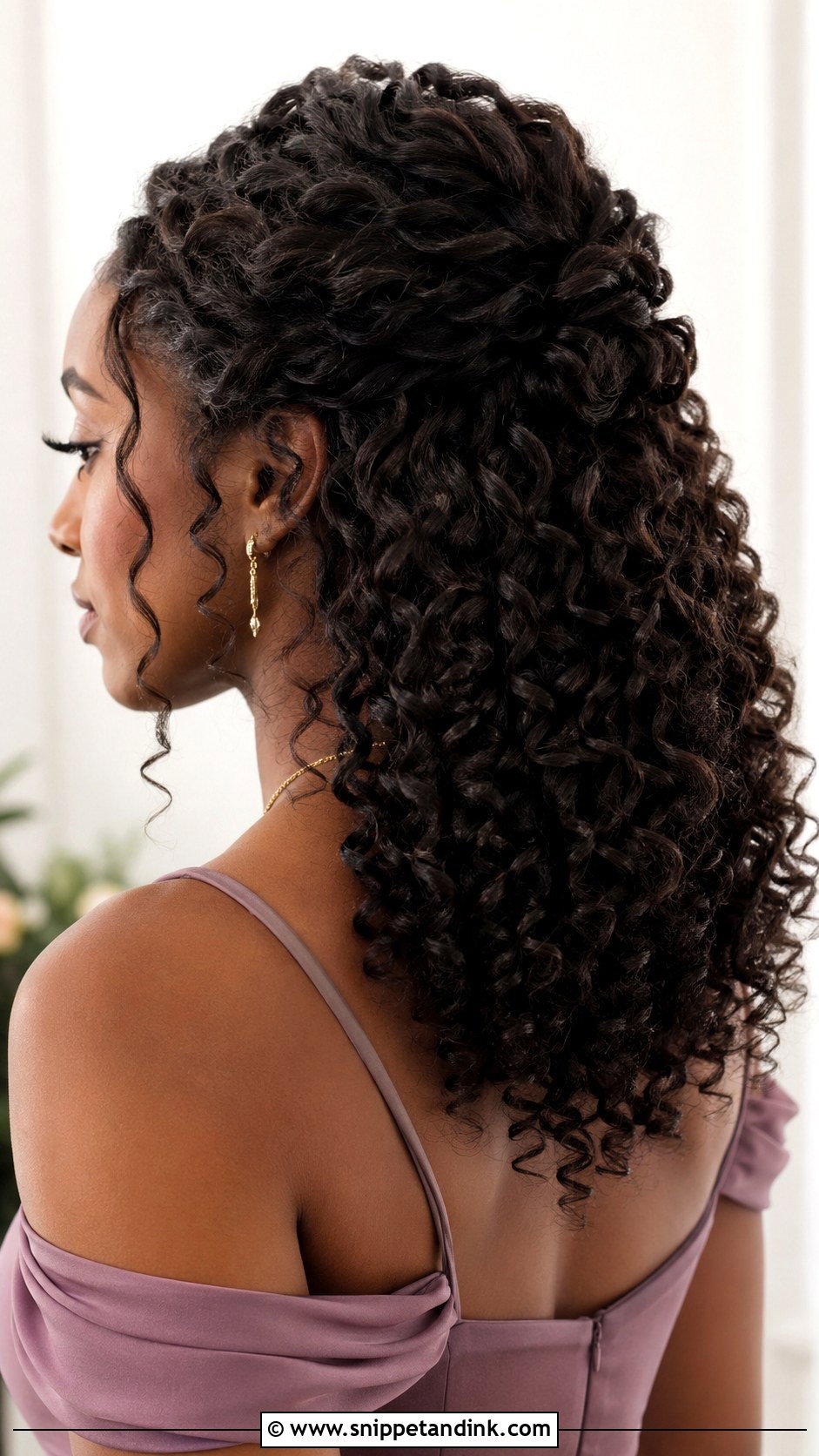 Bridesmaid Curly Half Up Hair - Snippet and Ink - 35 Bridesmaids Hairstyles