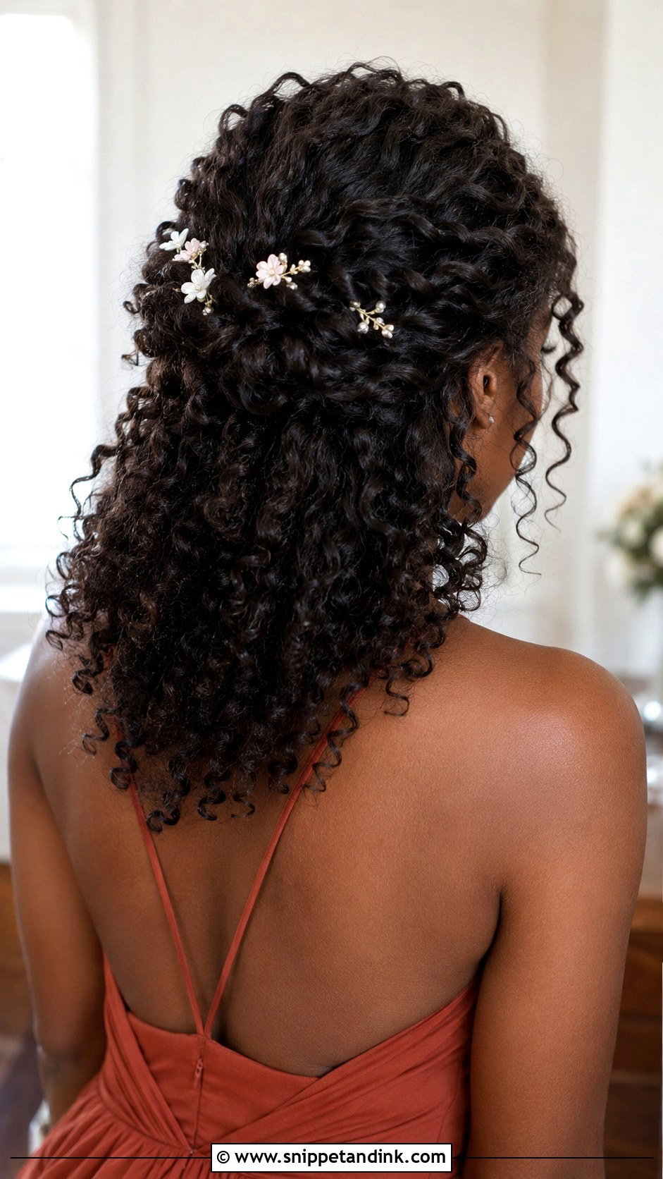 Bridesmaid Curly Half Up Hair - Snippet and Ink - 20 Bridesmaid Hair for Medium Length Ideas