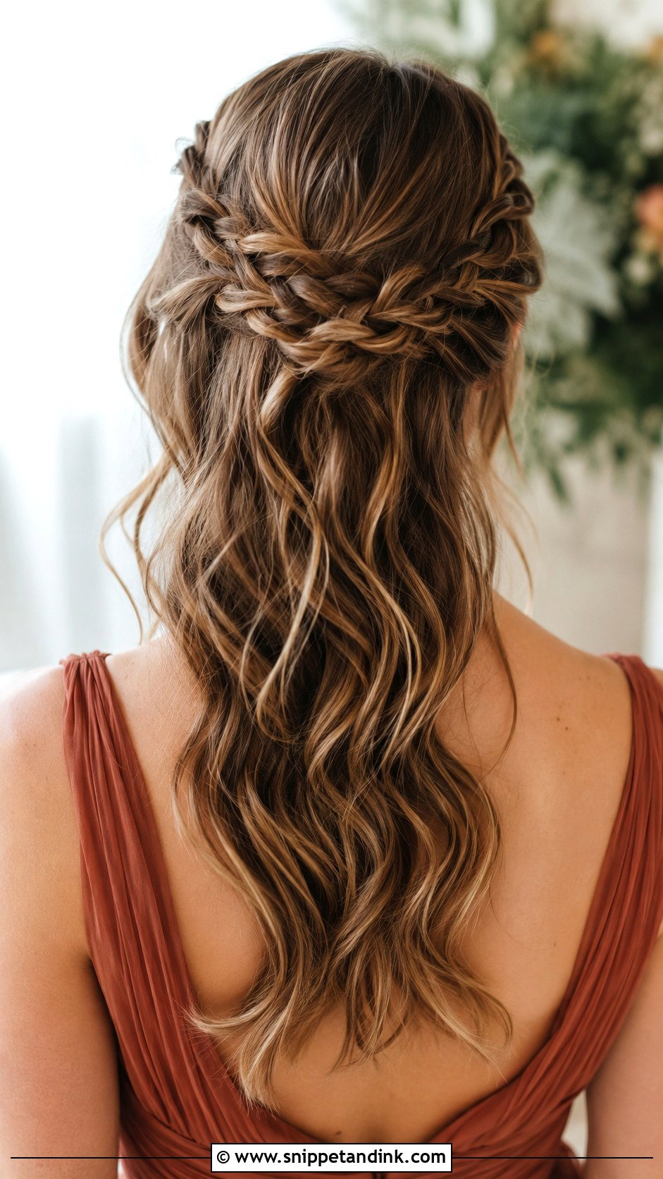 Bridesmaid Down Braided Half Up Hair - Snippet and Ink - 20 Hair Styles for Bridesmaids Down
