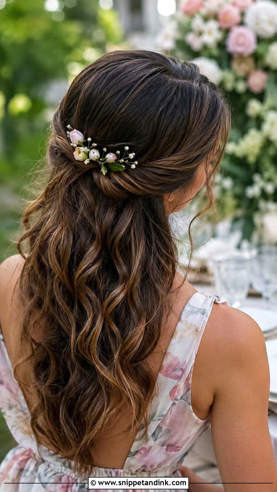 Bridesmaid Down Hair With Flower Pins - Snippet and Ink - 20 Hair Styles for Bridesmaids Down