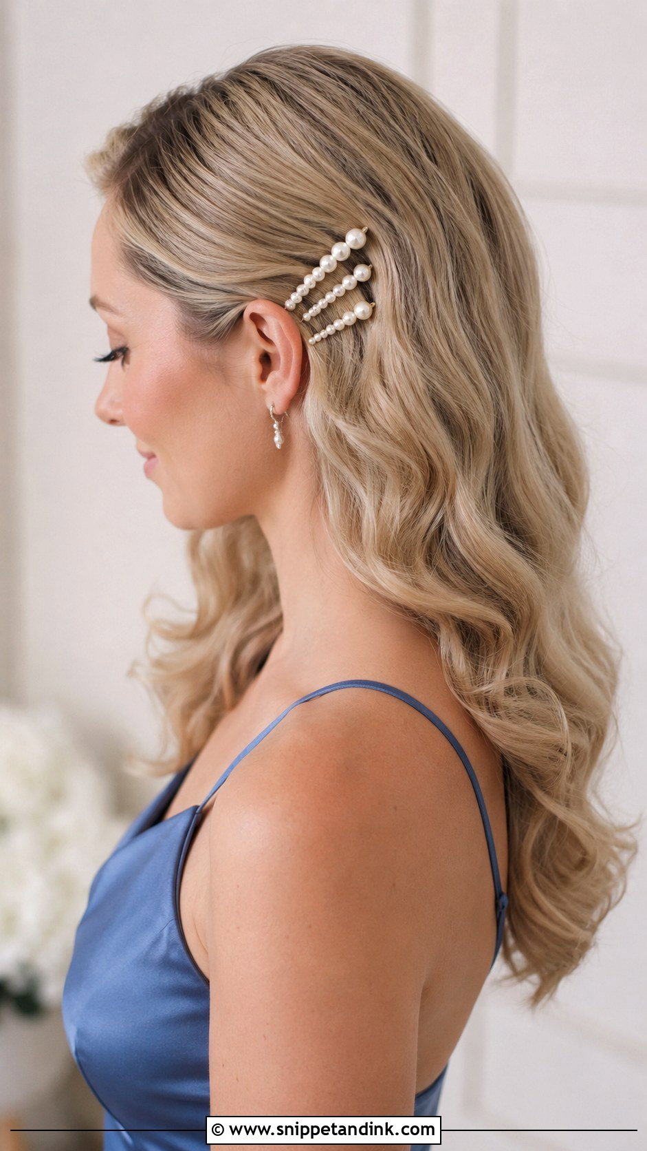 Bridesmaid Down Hair With Pearl Clips - Snippet and Ink - 30 Bridesmaid Hairstyles Down