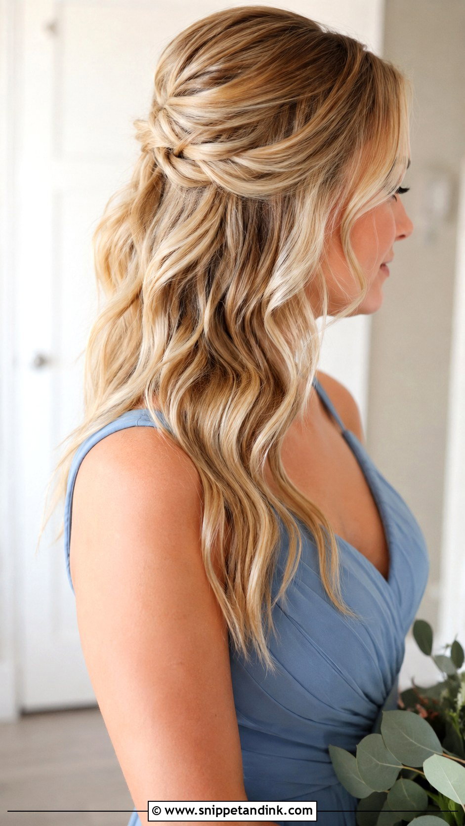 Bridesmaid Down Half Up Waves - Snippet and Ink - 20 Hair Styles for Bridesmaids Down