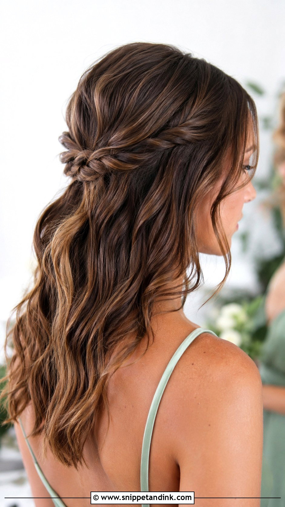 Bridesmaid Down Twisted Half Up Hair - Snippet and Ink - 20 Hair Styles for Bridesmaids Down