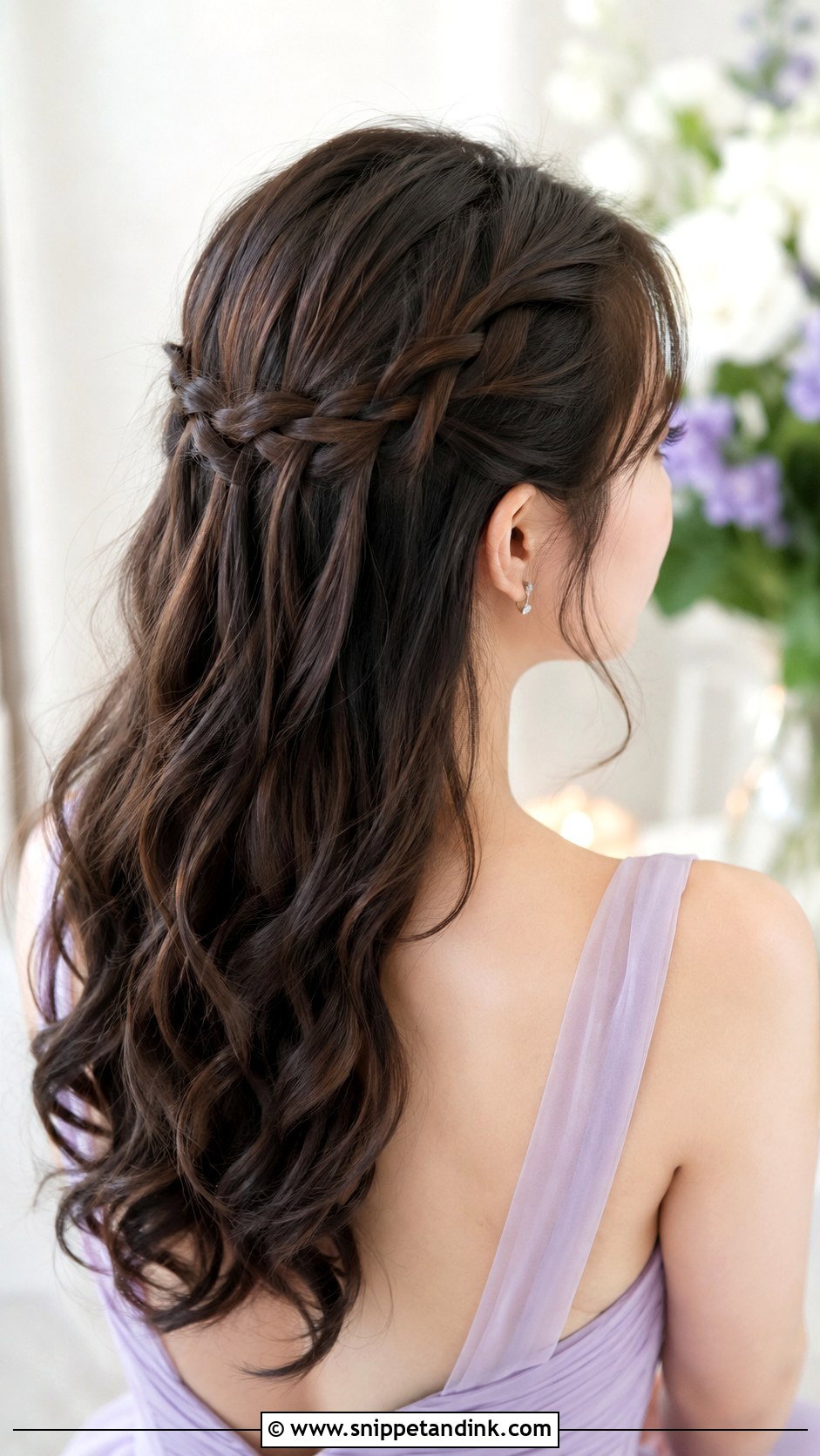 Bridesmaid Down Waterfall Braid - Snippet and Ink - 20 Hair Styles for Bridesmaids Down