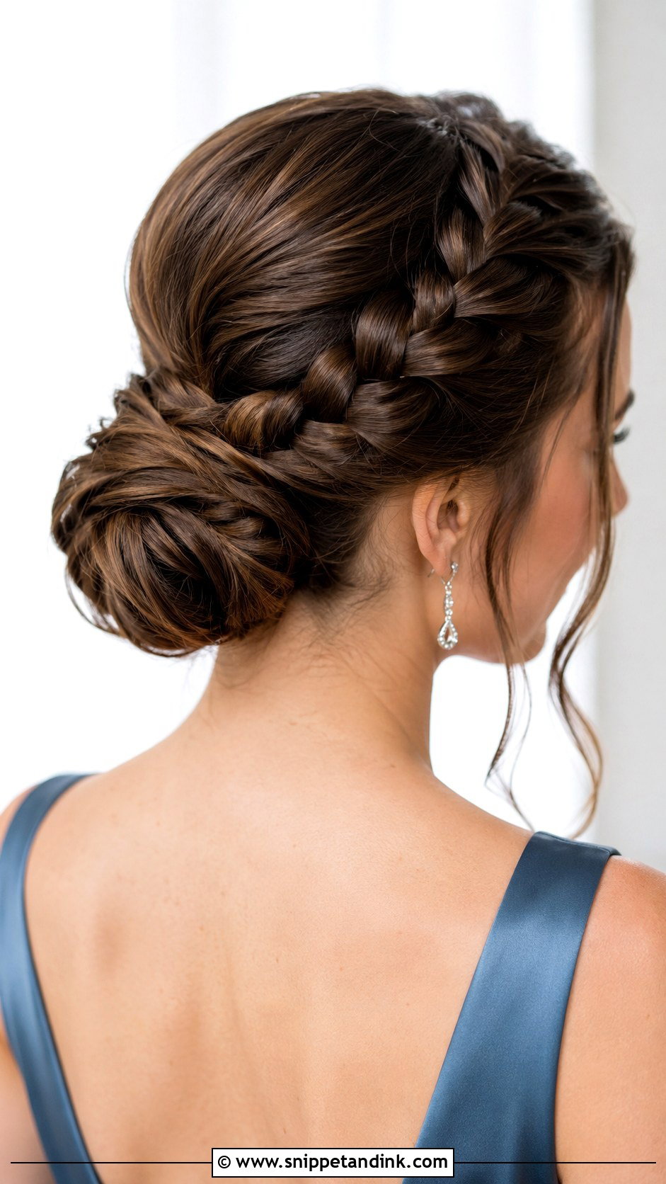 Bridesmaid Dutch Braid Bun - Snippet and Ink - 25 Bridesmaid Hair Braid Ideas