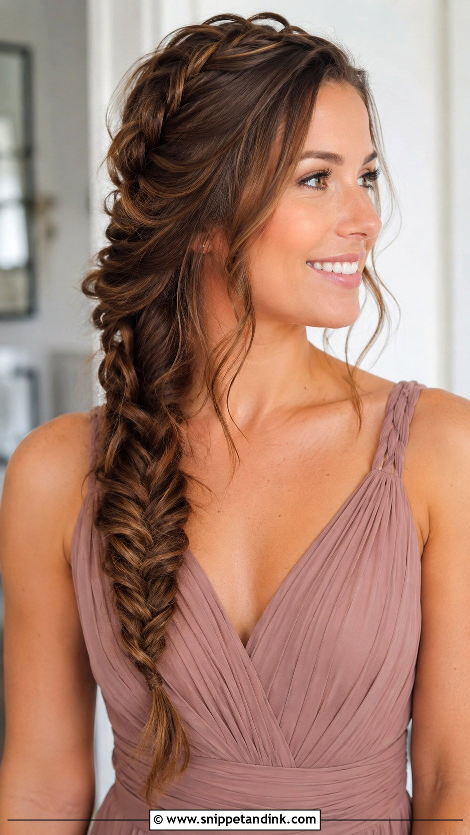 Bridesmaid Fishtail Braid For Round Face - Snippet and Ink - 20 Bridesmaid Hair Round Face Ideas