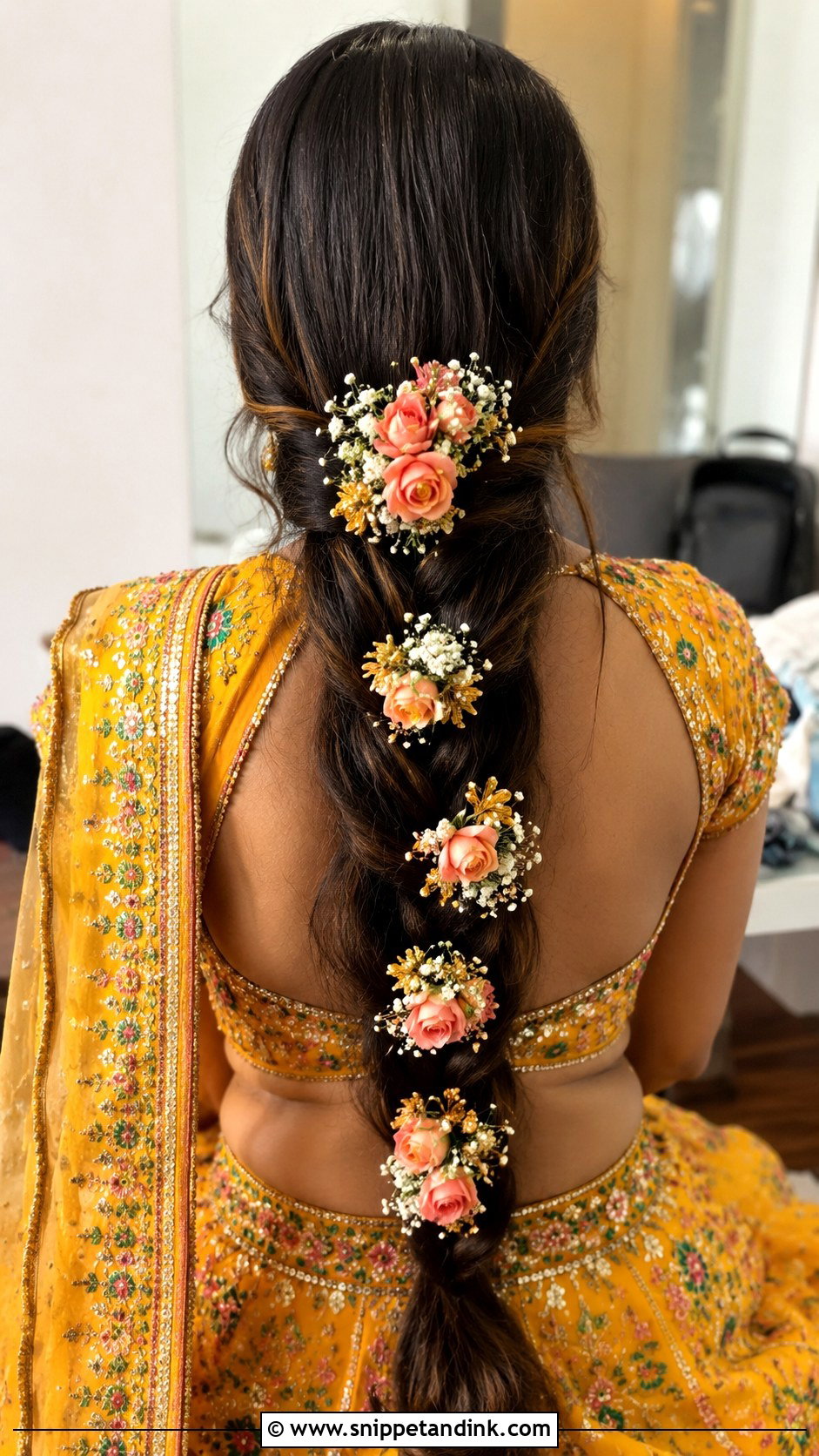 Bridesmaid Floral Braid For Indian Wedding - Snippet and Ink - 20 Bridesmaid Hairstyles Indian Wedding