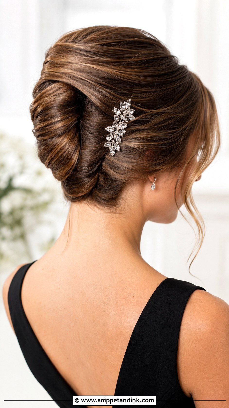Bridesmaid French Twist With Crystal Comb - Snippet and Ink - 20 Bridesmaid Hair Accessories Ideas