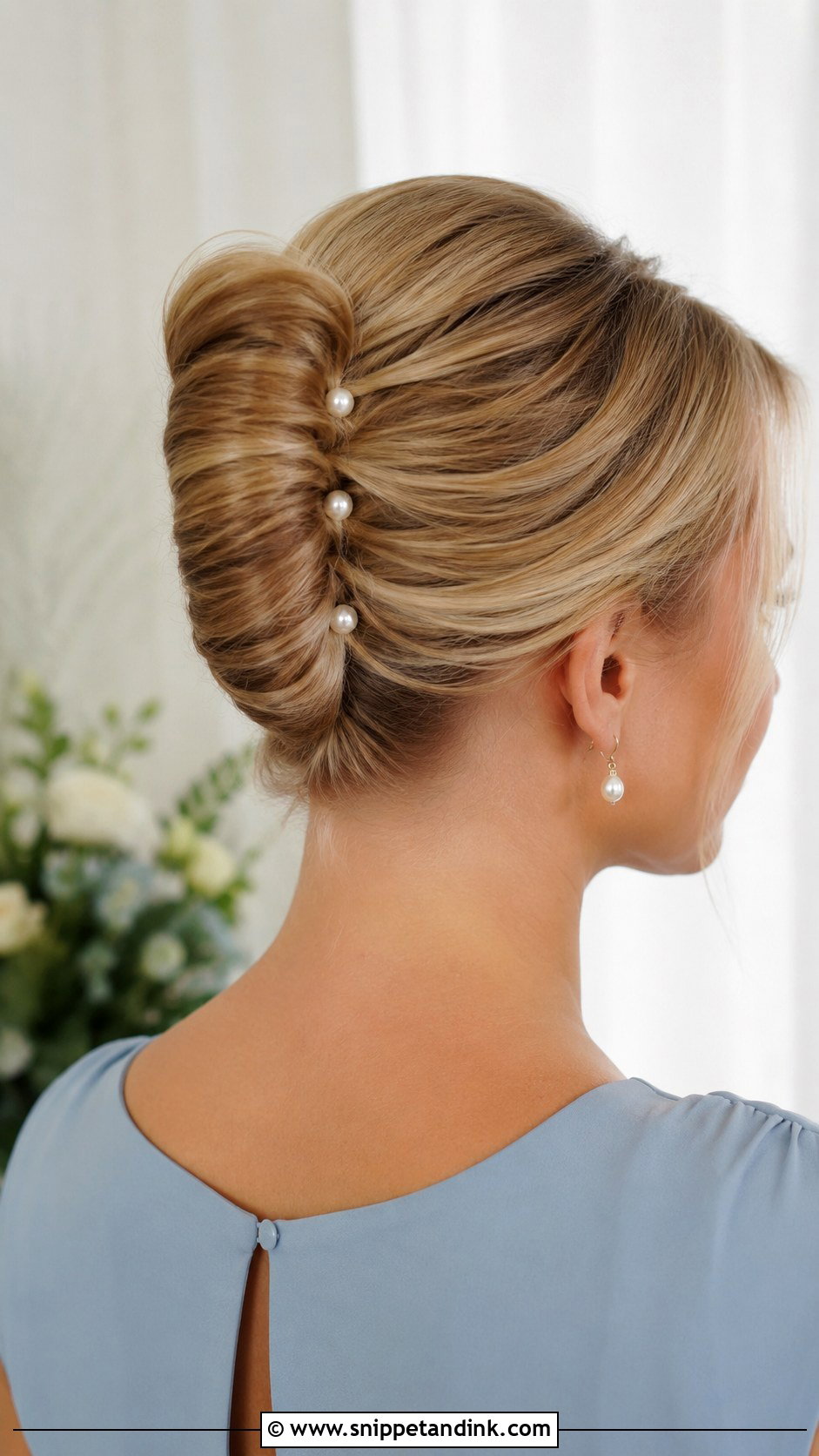 Bridesmaid French Twist With Pearl Pins - Snippet and Ink - 20 Bridesmaid French Twist Ideas