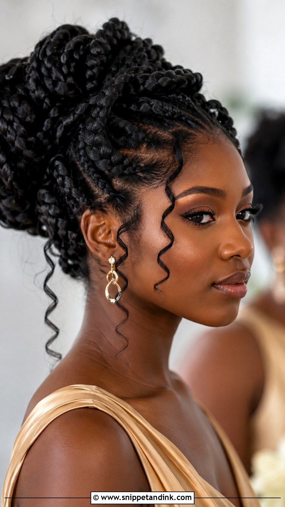 Bridesmaid Goddess Braids Updo For Black Women - Snippet and Ink - 25 Bridesmaid Hair Black Women Ideas