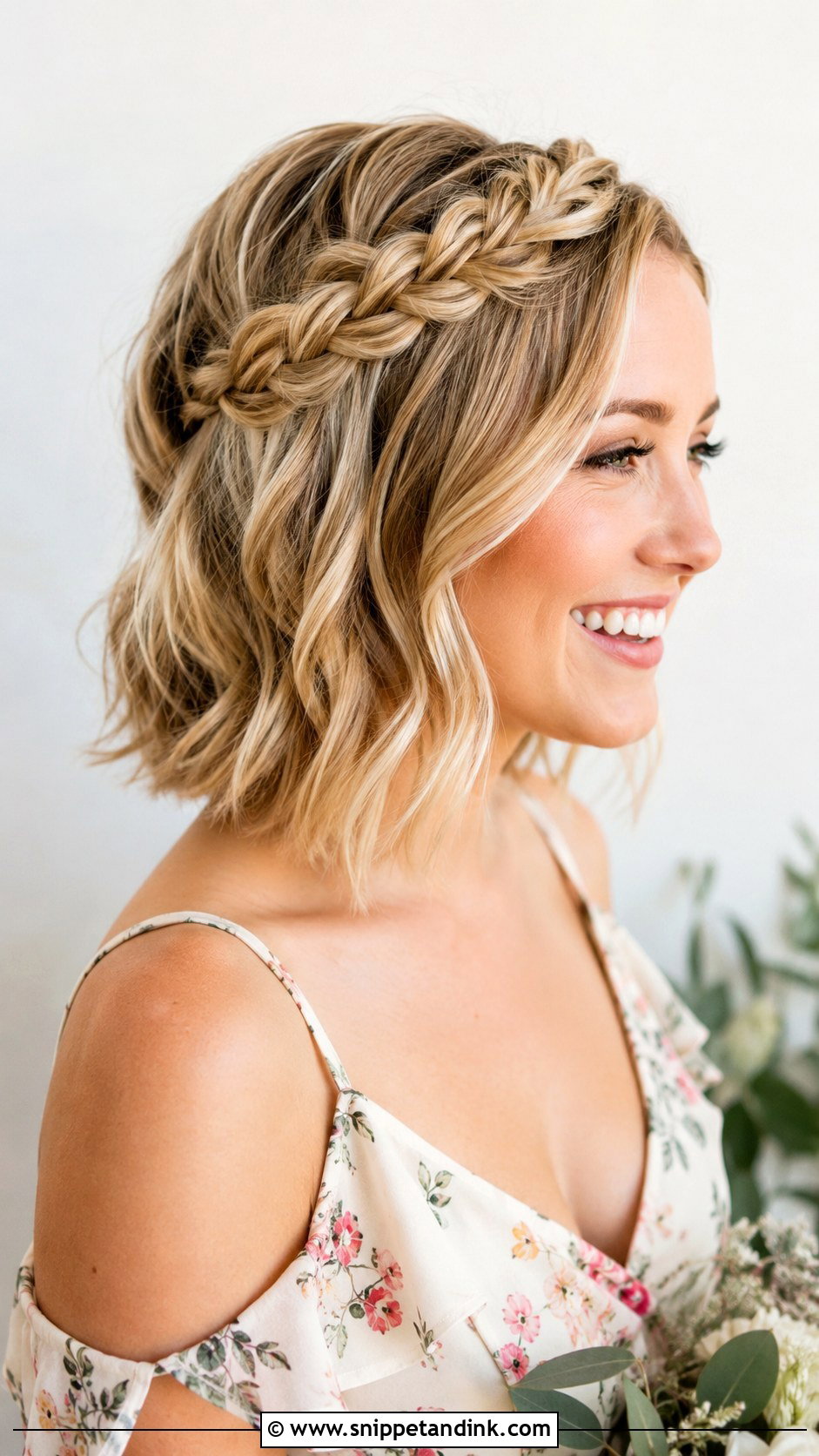 Bridesmaid Hair Braided Crown Short Hair - Snippet and Ink - 25 Bridesmaid Hair Short Shoulder Length Ideas