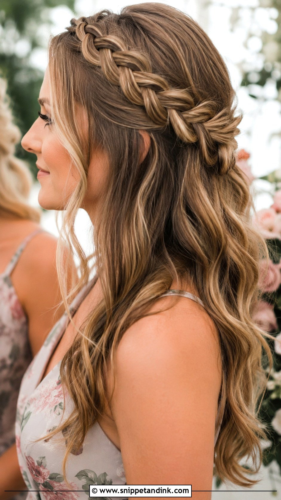 Bridesmaid Hair Down With A Braided Crown - Snippet and Ink - 30 Bridesmaid Hair Down Ideas