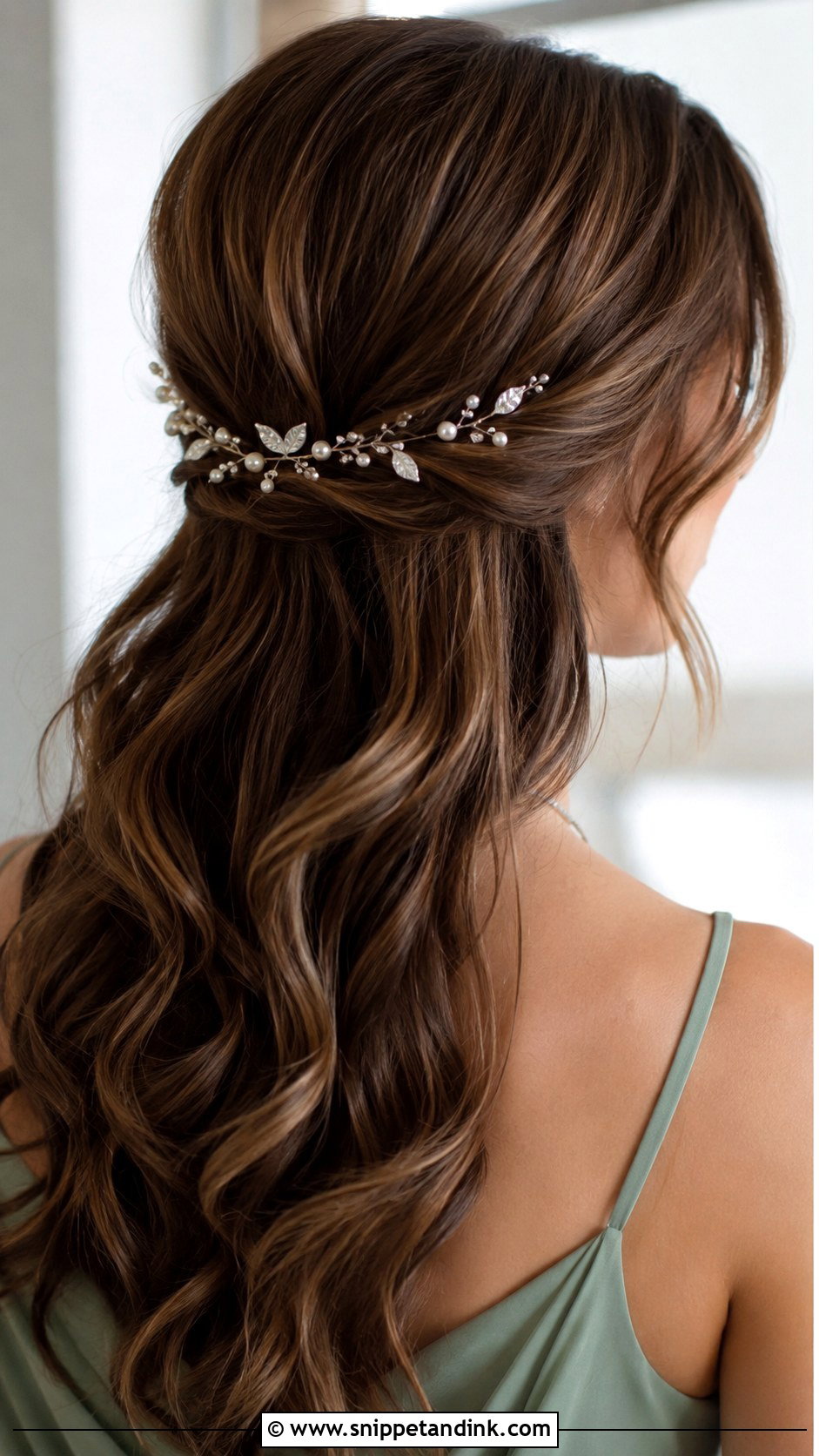 Bridesmaid Hair Down With A Hair Vine - Snippet and Ink - 30 Bridesmaid Hair Down Ideas
