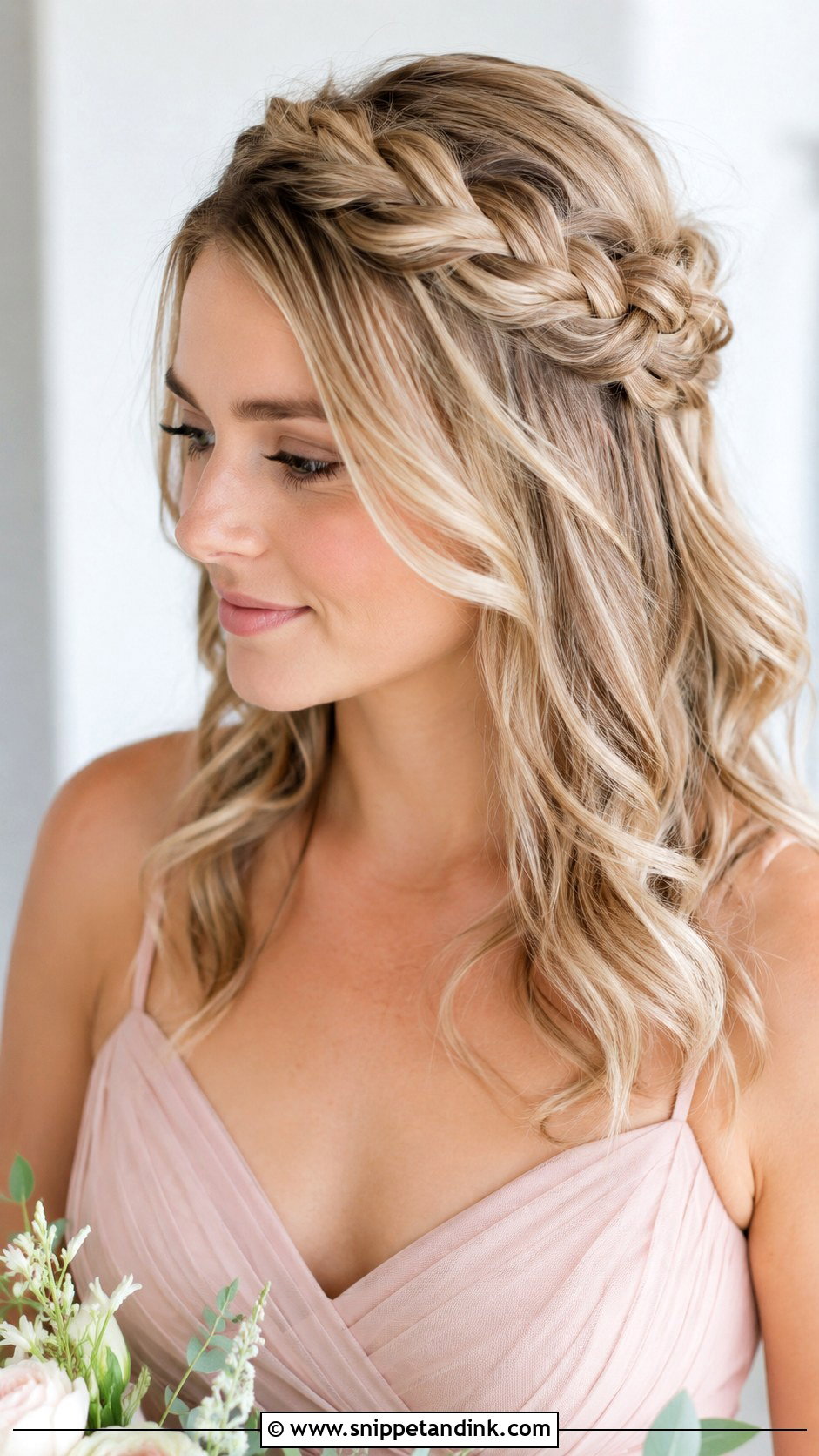 Bridesmaid Hair Down With Braided Crown - Snippet and Ink - 20 Bridesmaids Hair Down Ideas