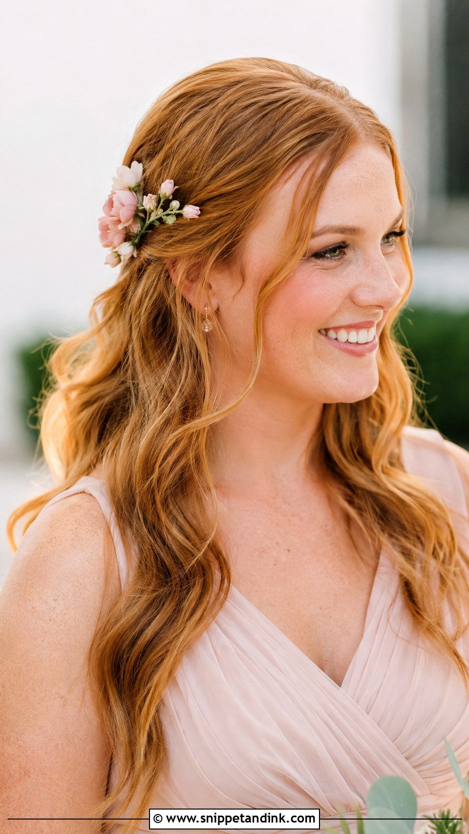 Bridesmaid Hair Down With Floral Clips - Snippet and Ink - 20 Bridesmaid Hair Ideas Down