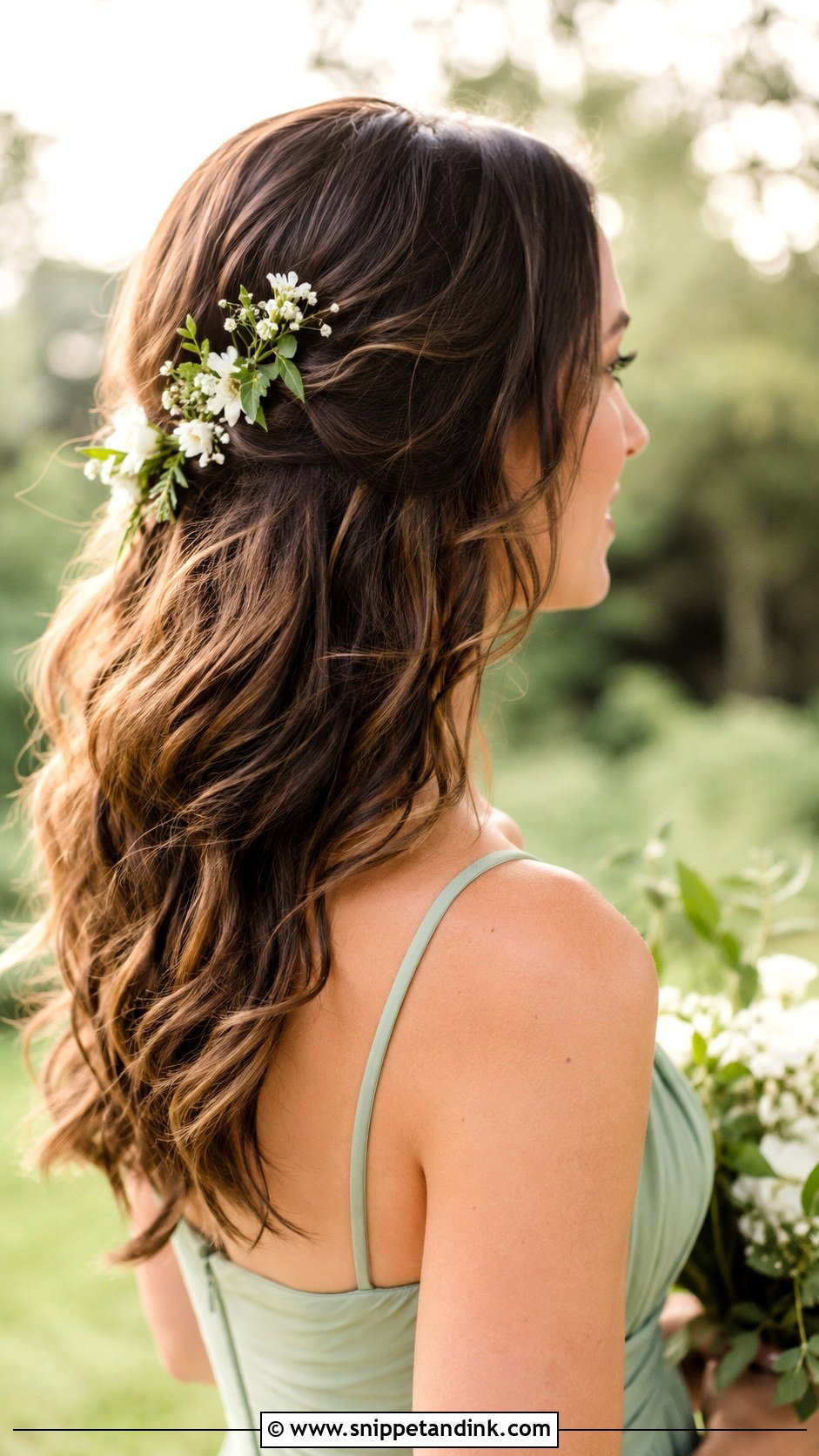 Bridesmaid Hair Down With Floral Pins - Snippet and Ink - 20 Bridesmaids Hairstyles Down