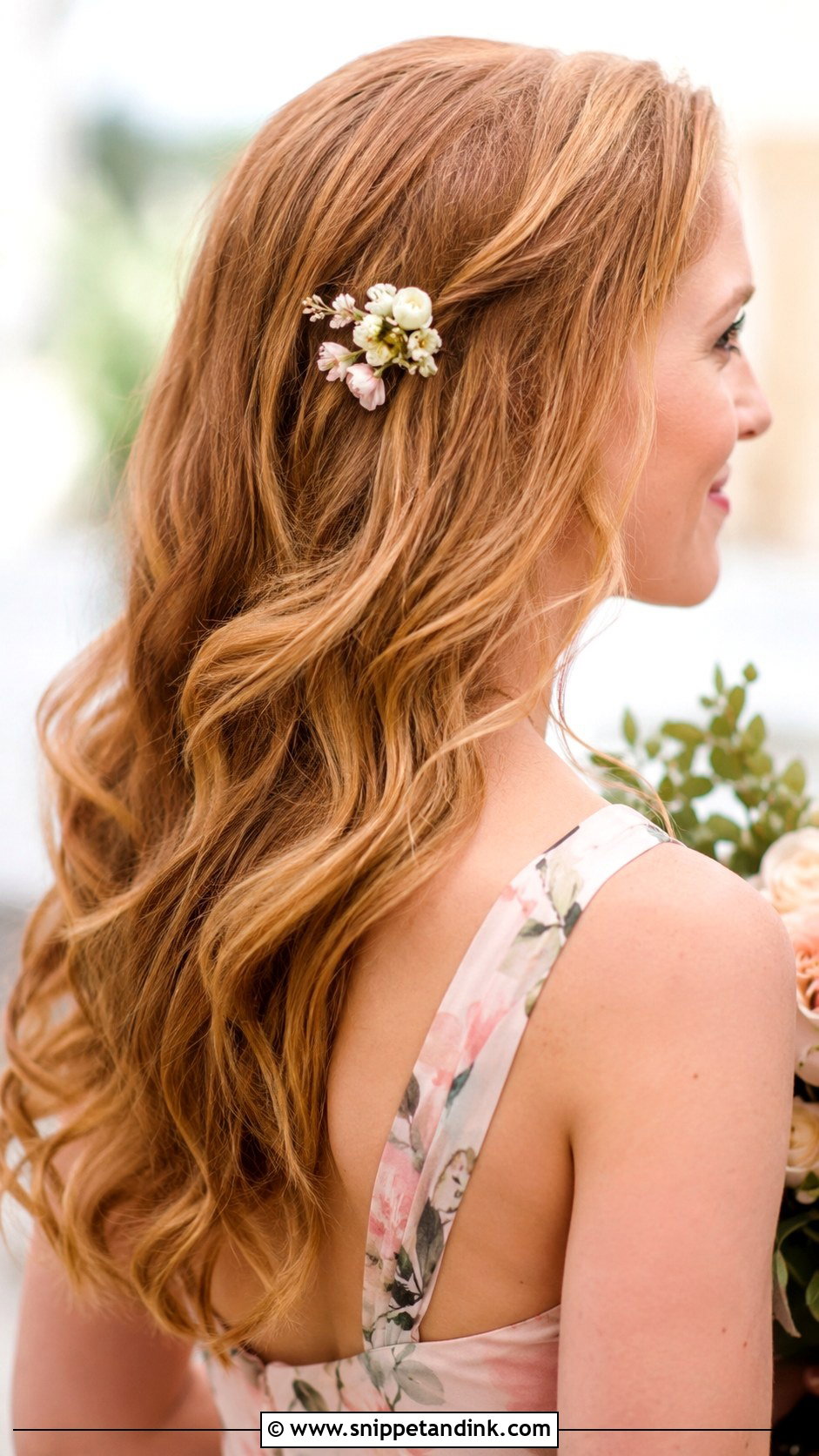 Bridesmaid Hair Down With Floral Pins - Snippet and Ink - 20 Wedding Hairstyles for Bridesmaids Down