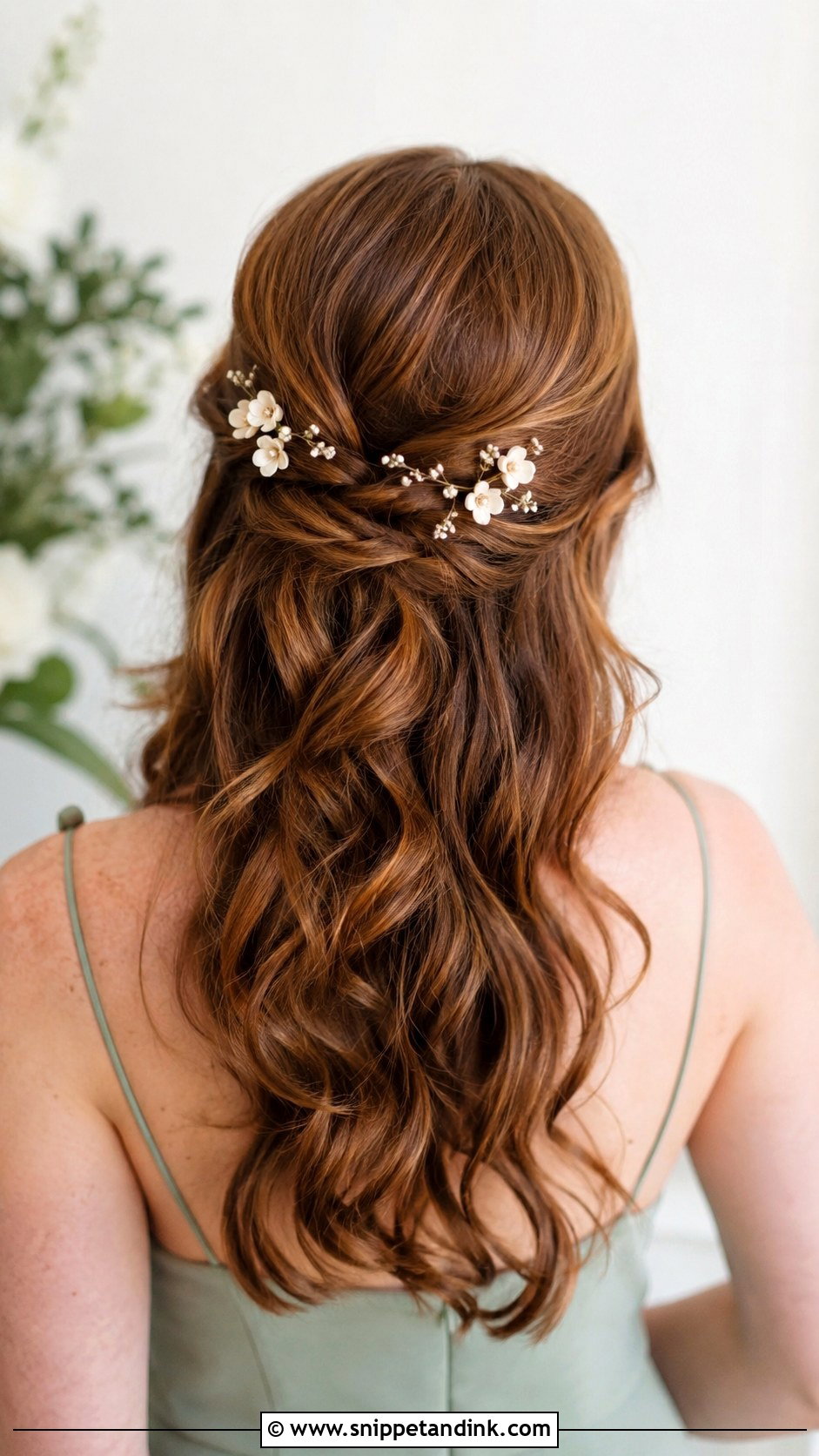 Bridesmaid Hair Down With Floral Pins - Snippet and Ink - 20 Bridesmaid Hairstyles Down Medium Length