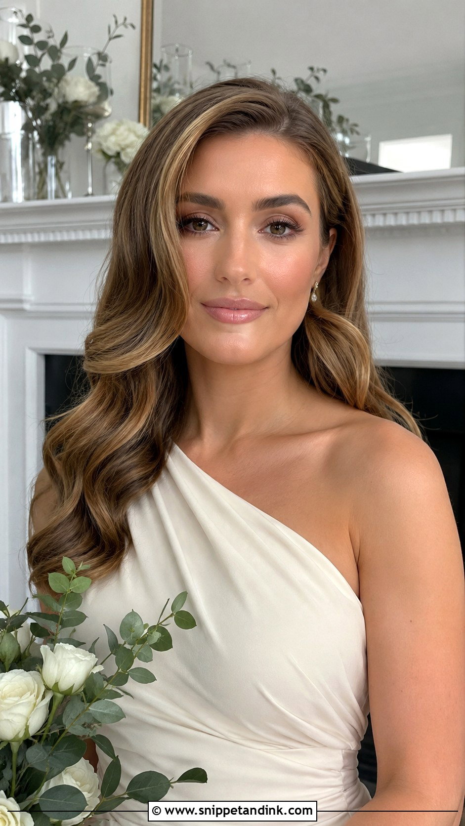 Bridesmaid Hair Down With Old Money Waves - Snippet and Ink - 20 Bridesmaids Hair Down Ideas