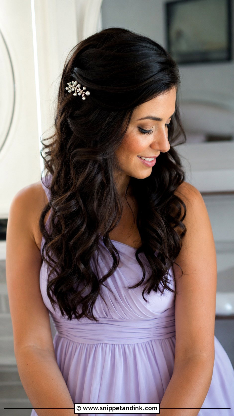 Bridesmaid Hair Down With One Side Pinned Back - Snippet and Ink - 20 Bridesmaids Hair Down Ideas
