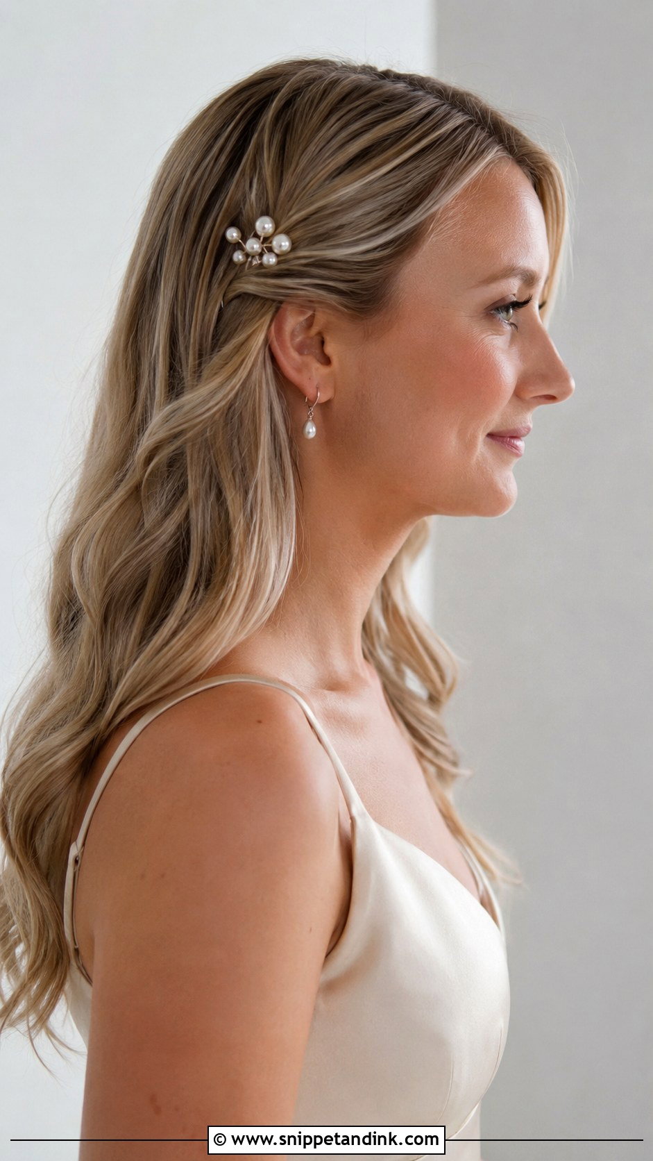 Bridesmaid Hair Down With Pearl Pins - Snippet and Ink - 20 Bridesmaids Hair Down Ideas