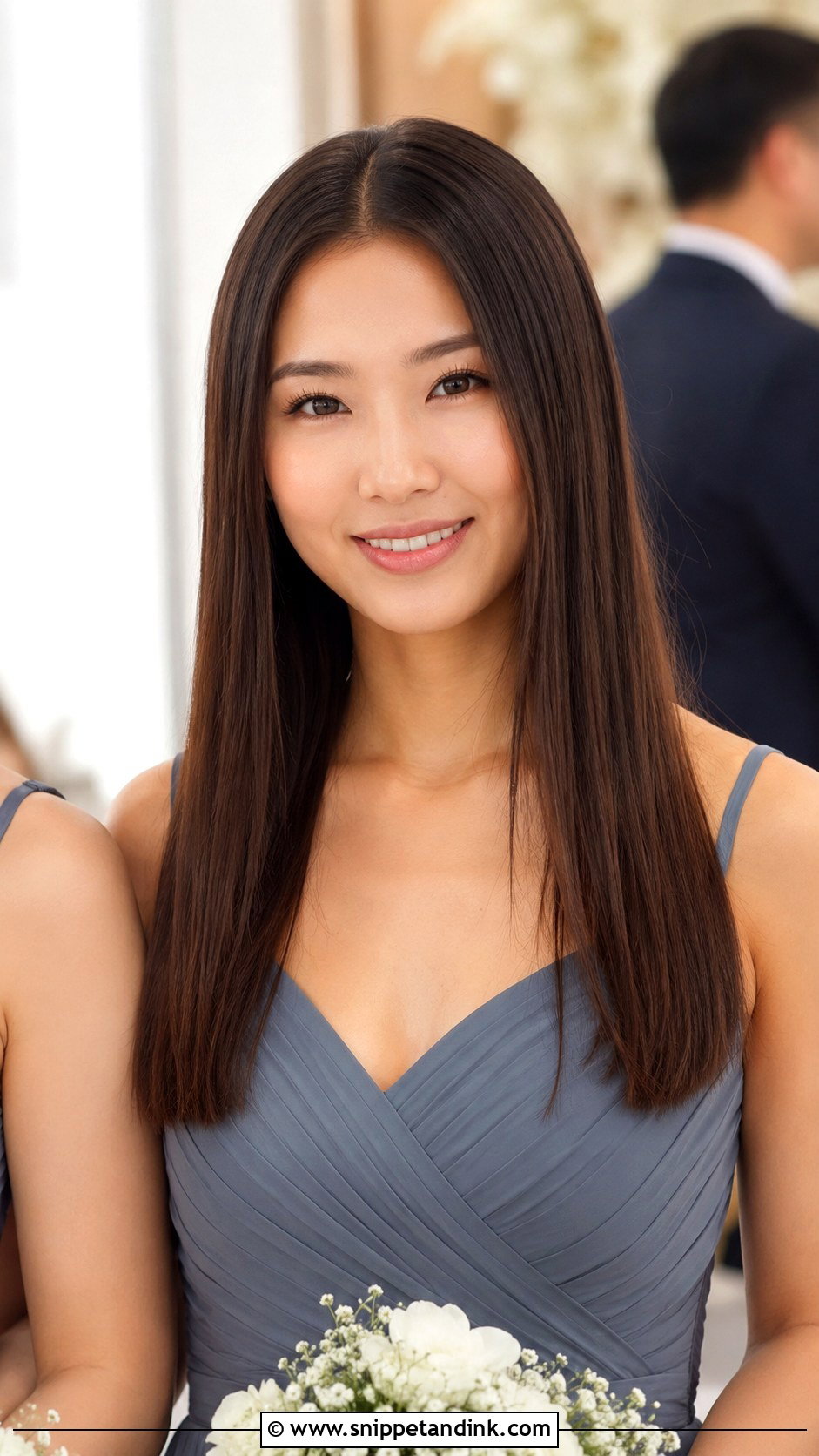 Bridesmaid Hair Down With Sleek Straight Hair - Snippet and Ink - 20 Bridesmaids Hair Down Ideas