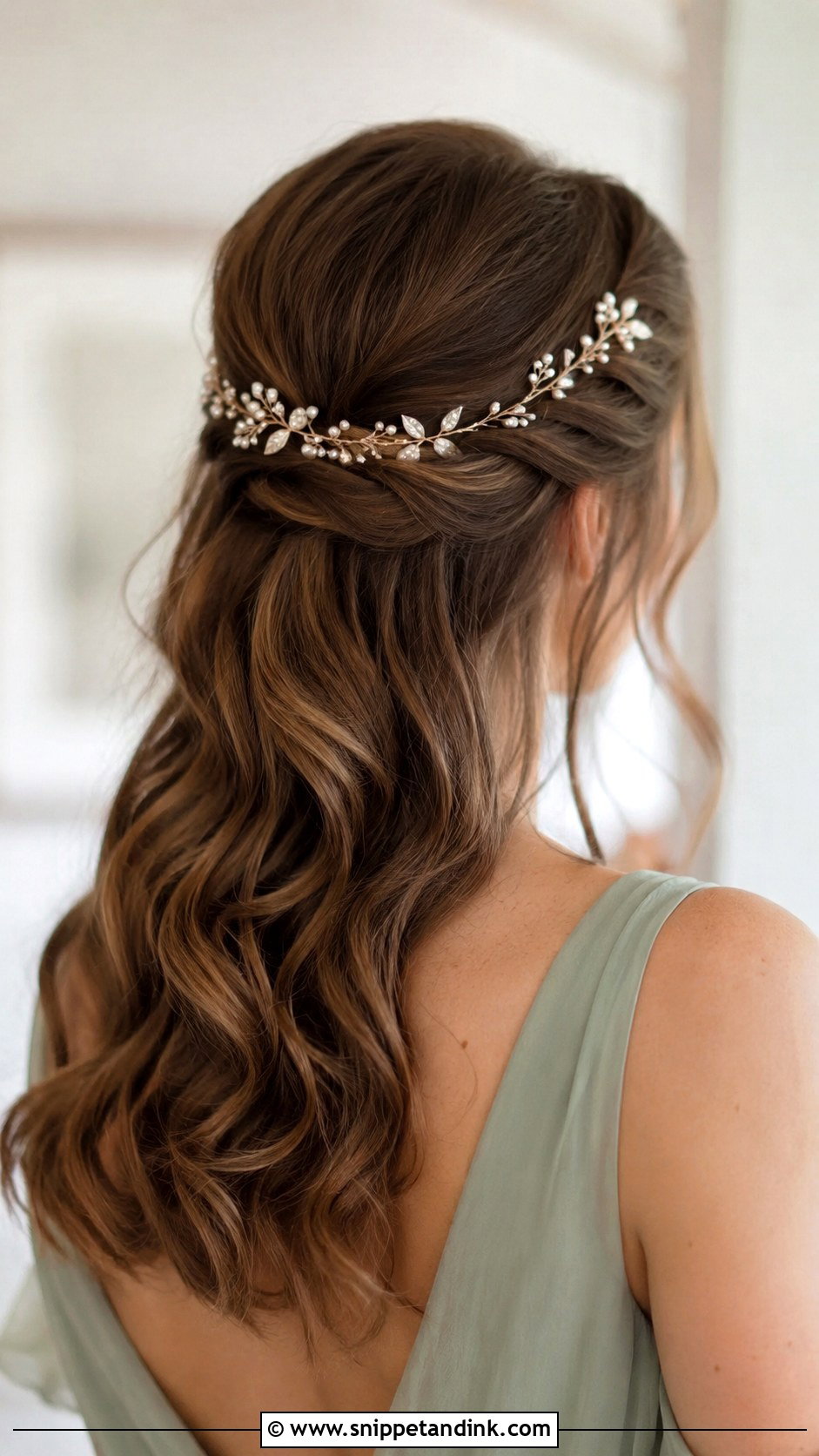 Bridesmaid Hair Down With Soft Waves And Hair Vine - Snippet and Ink - 20 Bridesmaid Hairstyles Down Medium Length