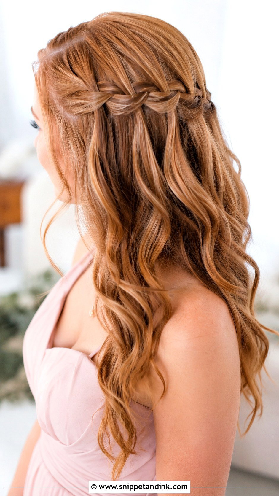 Bridesmaid Hair Down With Waterfall Braid - Snippet and Ink - 20 Bridesmaids Hairstyles Down
