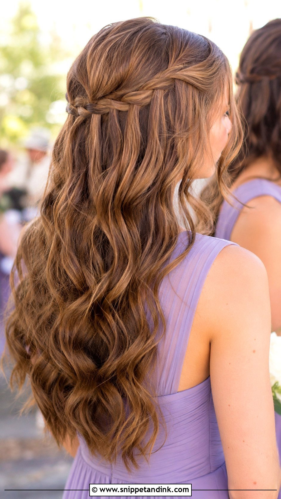 Bridesmaid Hair Down With Waterfall Braid - Snippet and Ink - 30 Bridesmaid Hair Down Ideas