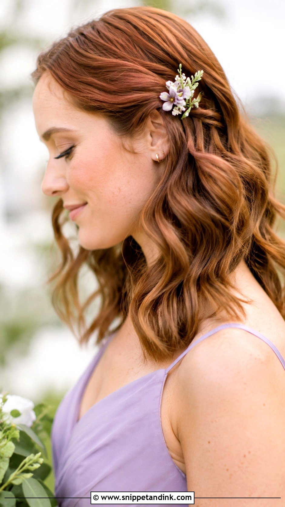 Bridesmaid Hair Floral Clip Waves - Snippet and Ink - 25 Bridesmaid Hair Short Shoulder Length Ideas
