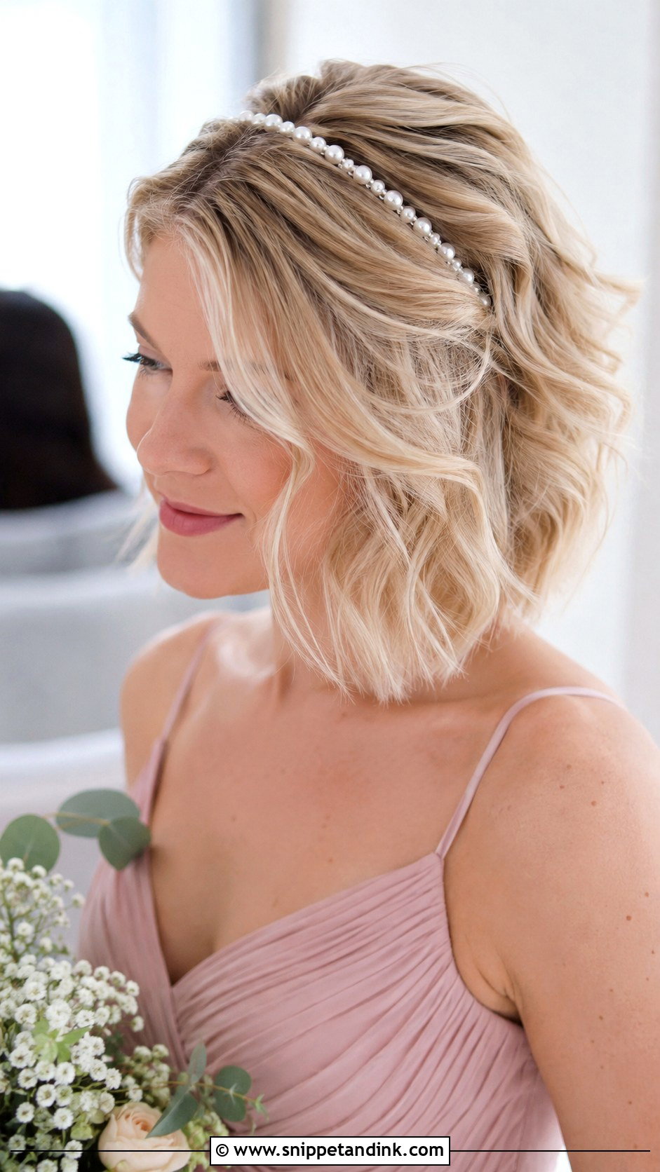 Bridesmaid Hair Pearl Headband Bob - Snippet and Ink - 25 Bridesmaid Hair Short Shoulder Length Ideas